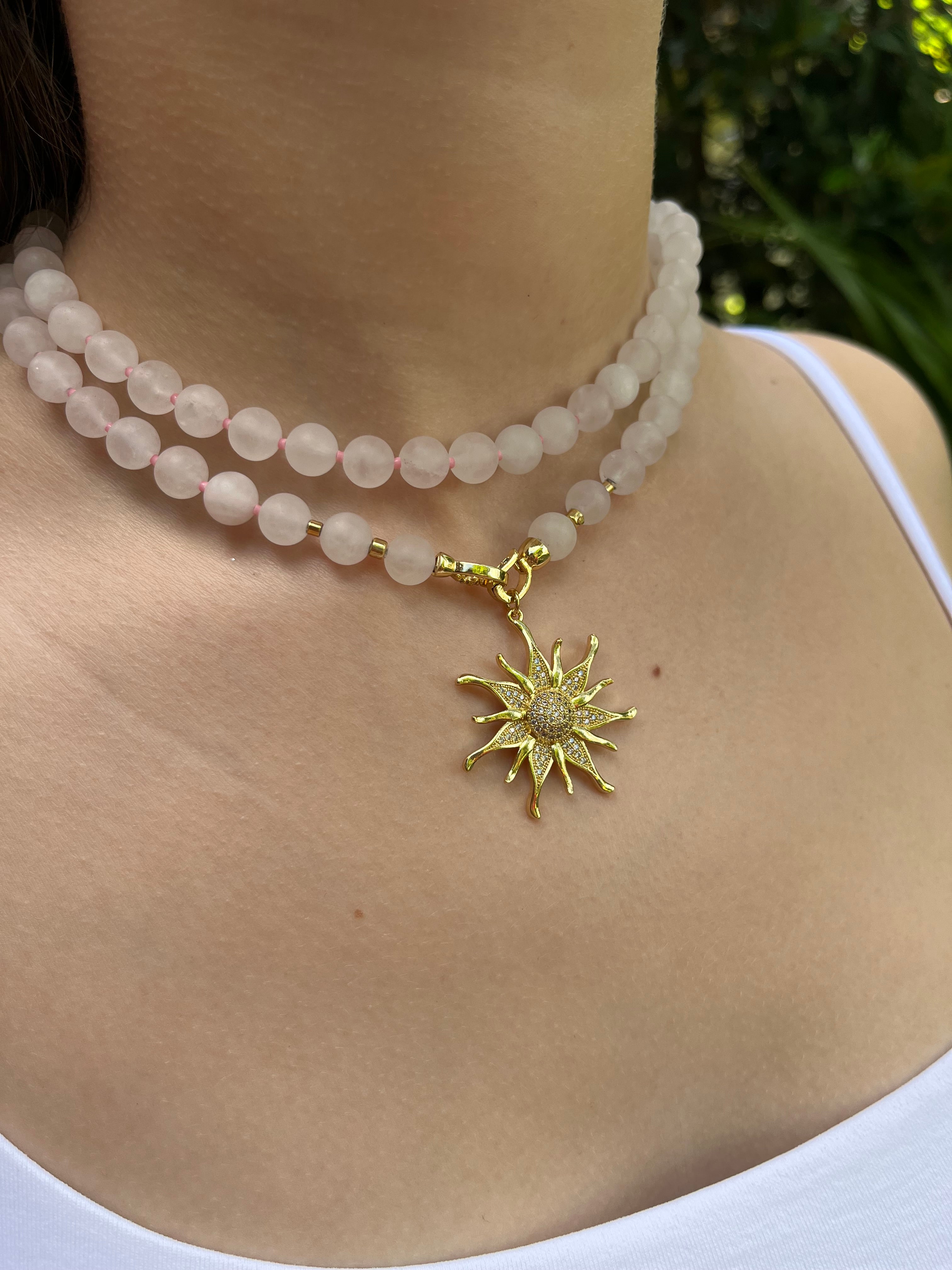 Rose Quartz Necklace and Earrings