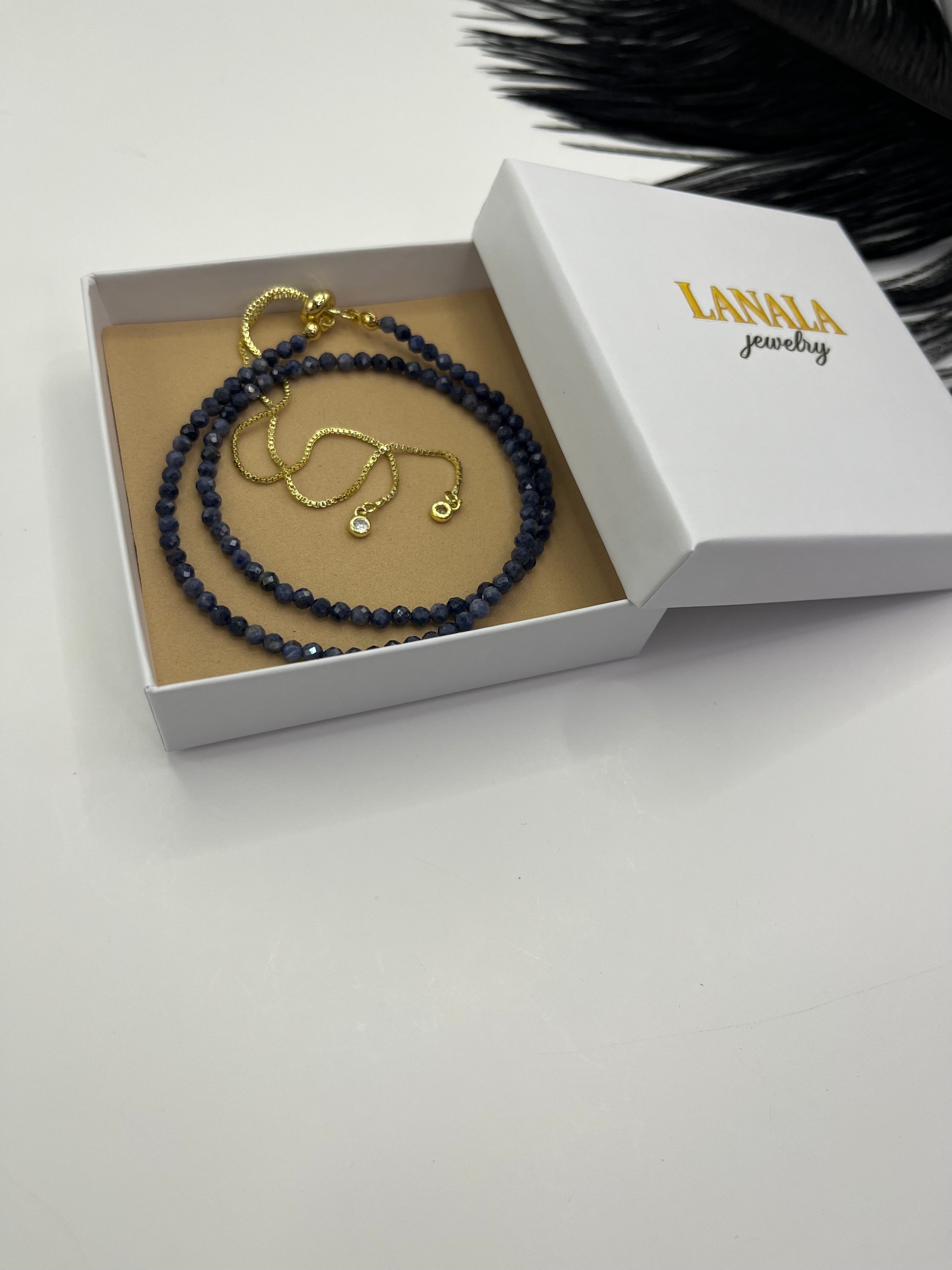 Sapphire Slider Y-Necklace, 18k gold plated