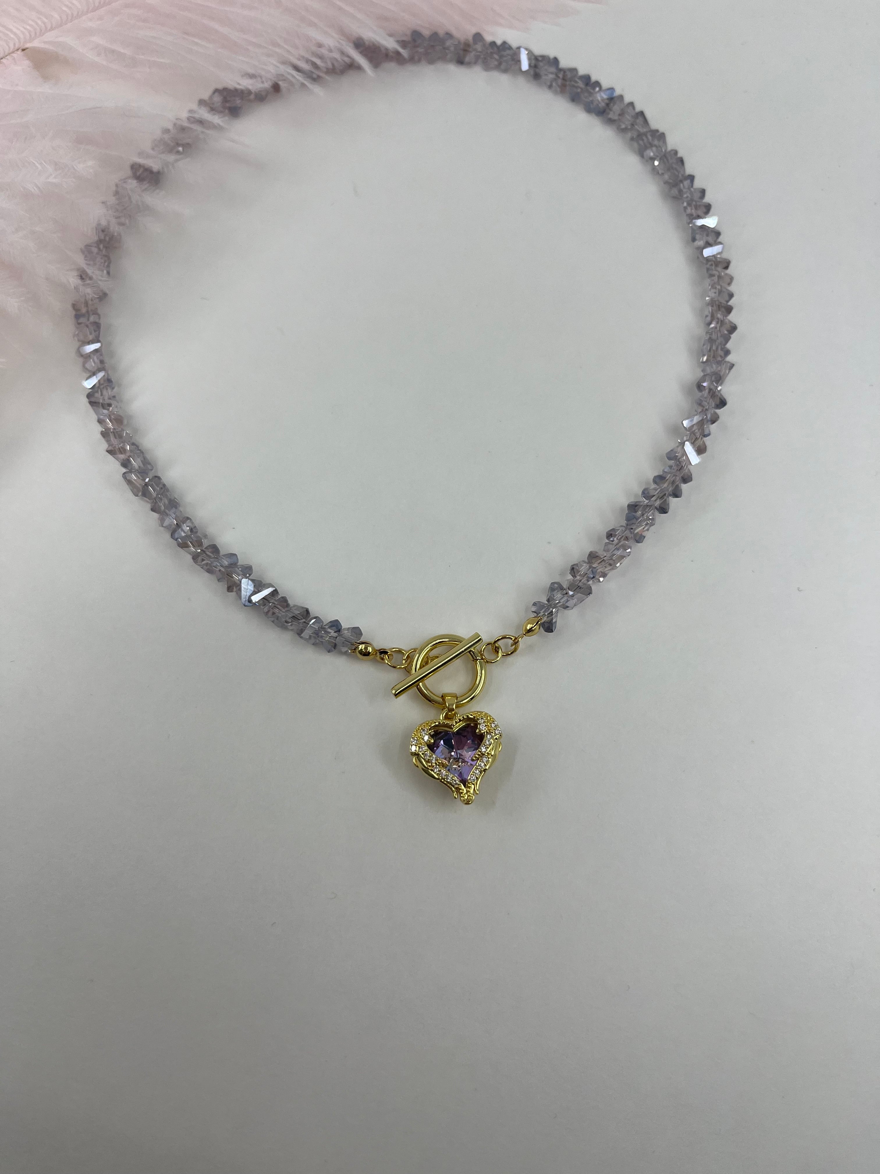 Heart Crystal Necklace – 18K Gold Plated, Cubic Zirconia