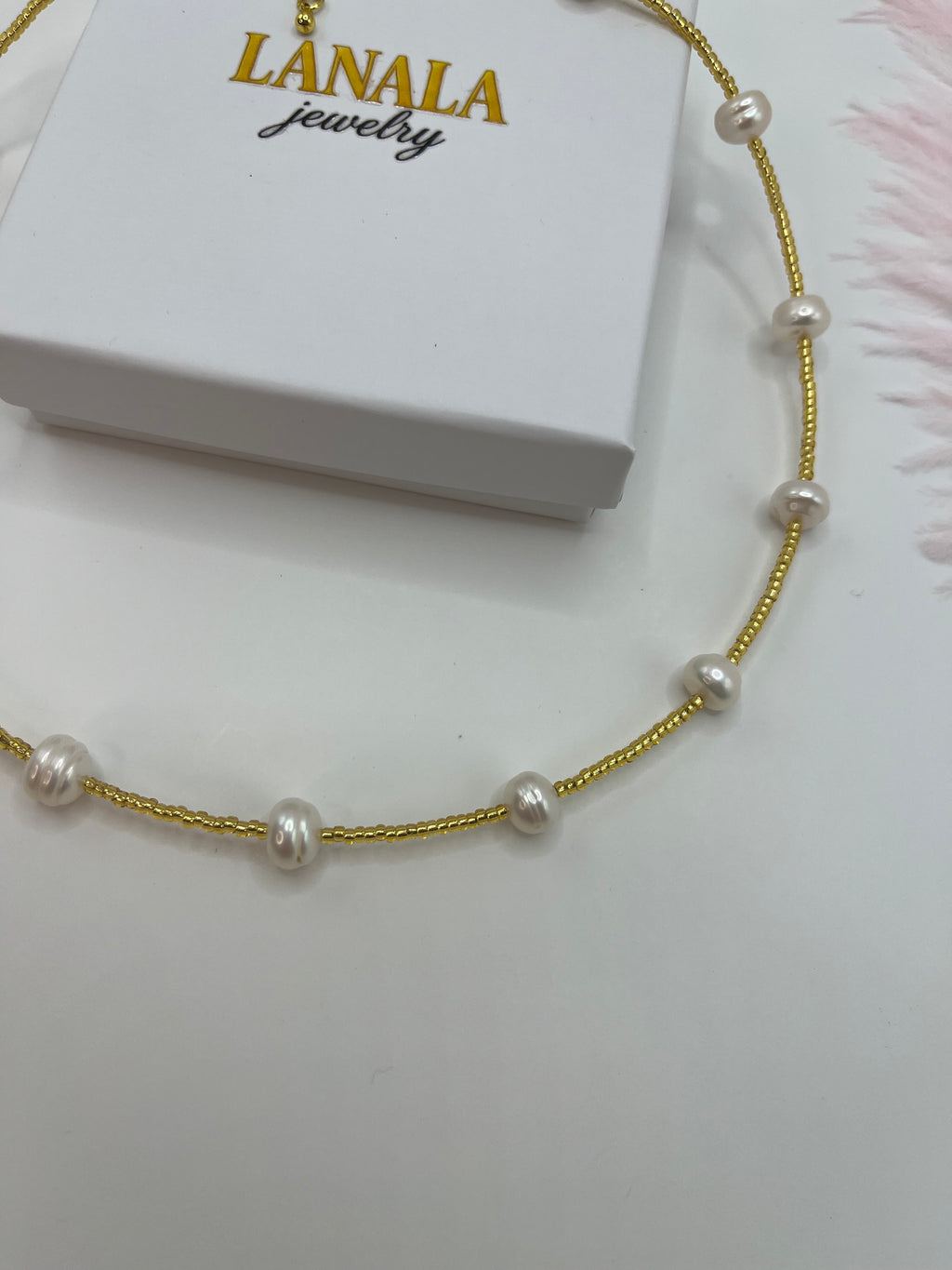Freshwater Pearl & Miyuki Glass Bead Necklace – 18K Gold Plated Clasp