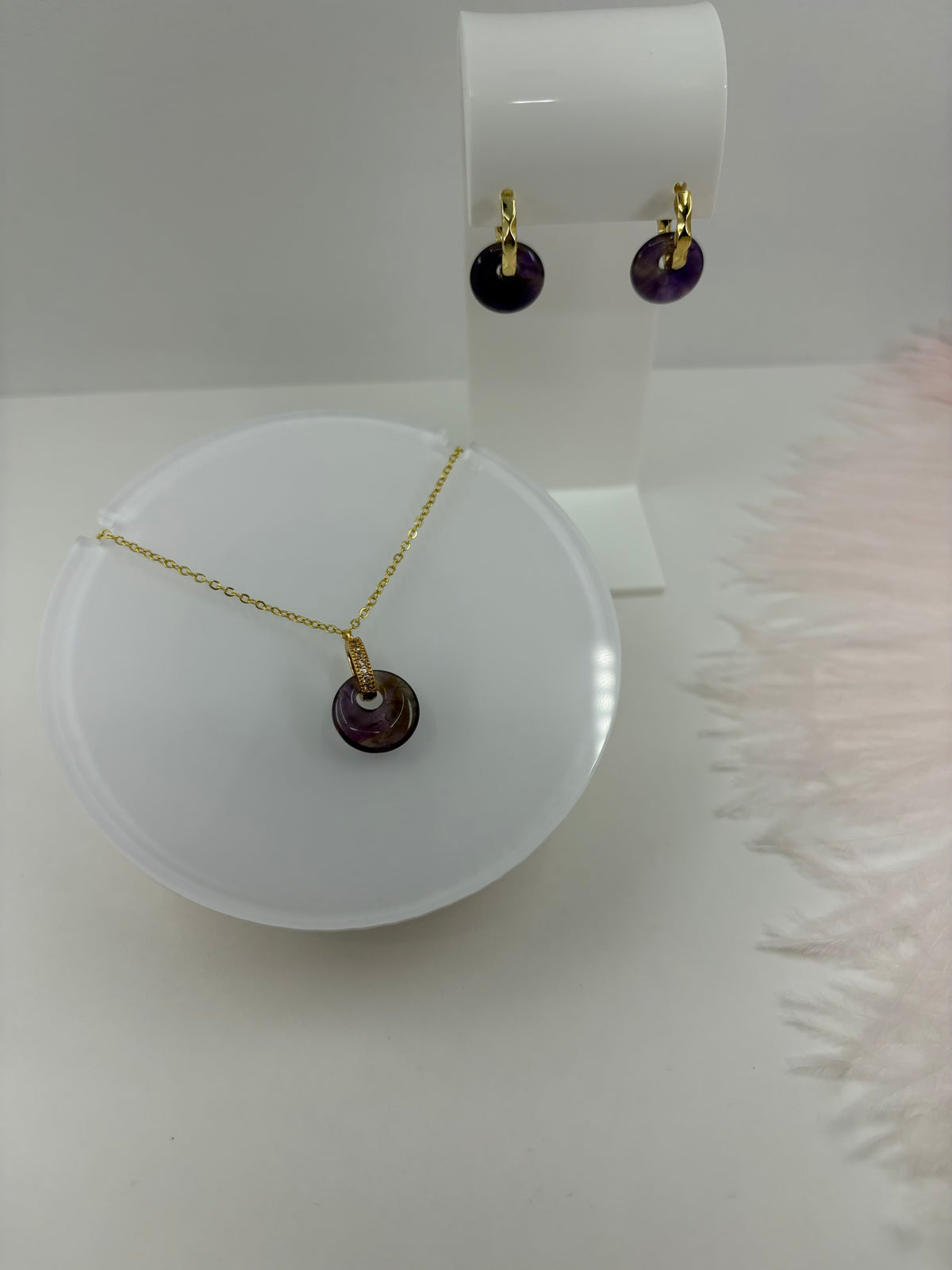 Amethyst Donut Earrings and Necklace