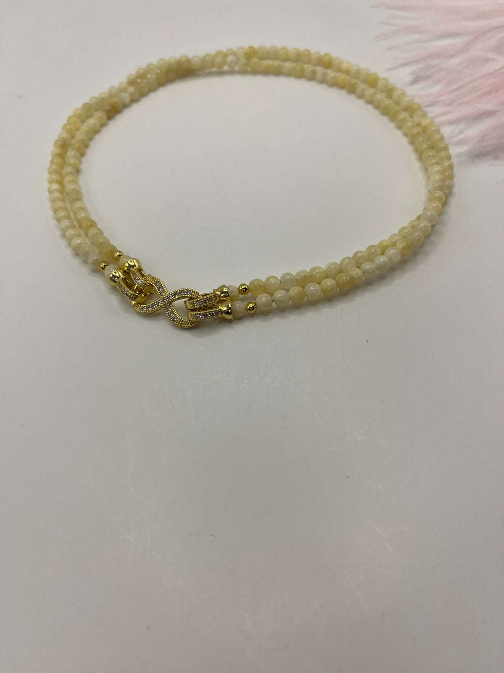 Topaz Jade Choker Necklace : 18K Gold Plated Zirconia Infinity Clasp