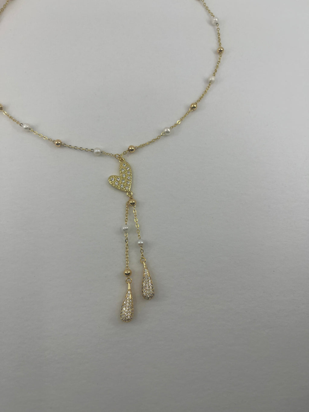 Natural Pearl Y-Necklace, 18k gold plated