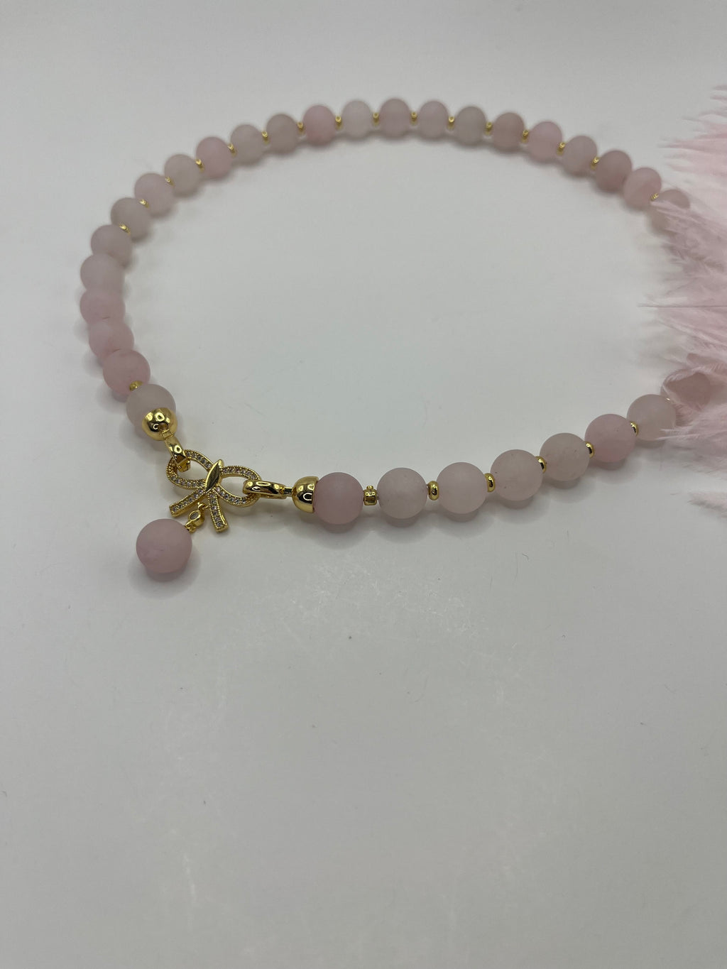 Set: Rose Quartz Necklace and Earrings