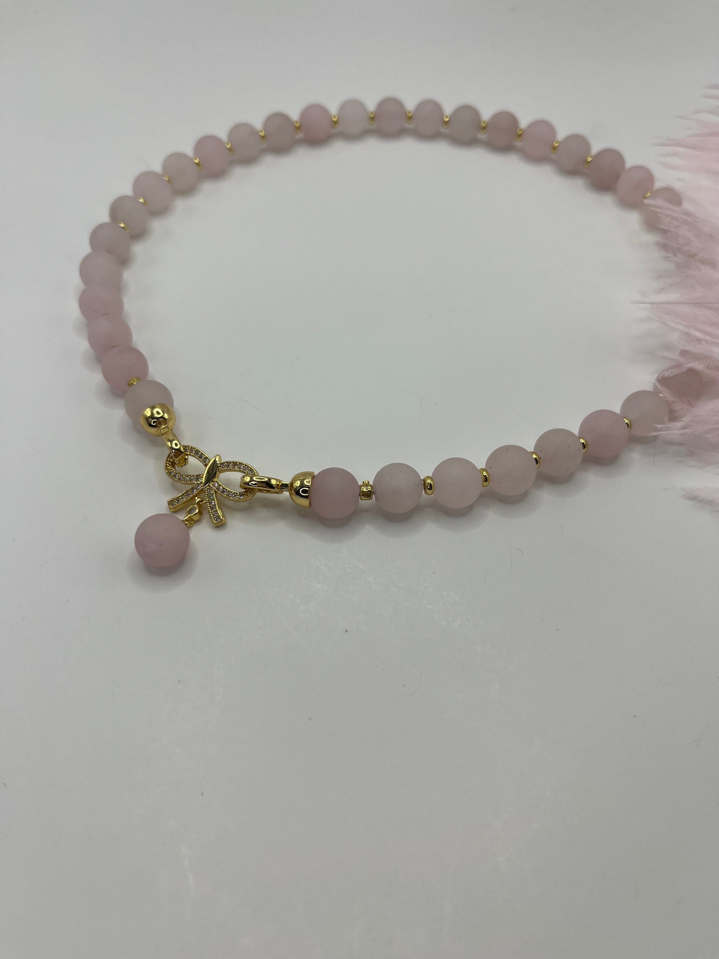 Set: Rose Quartz Necklace and Earrings