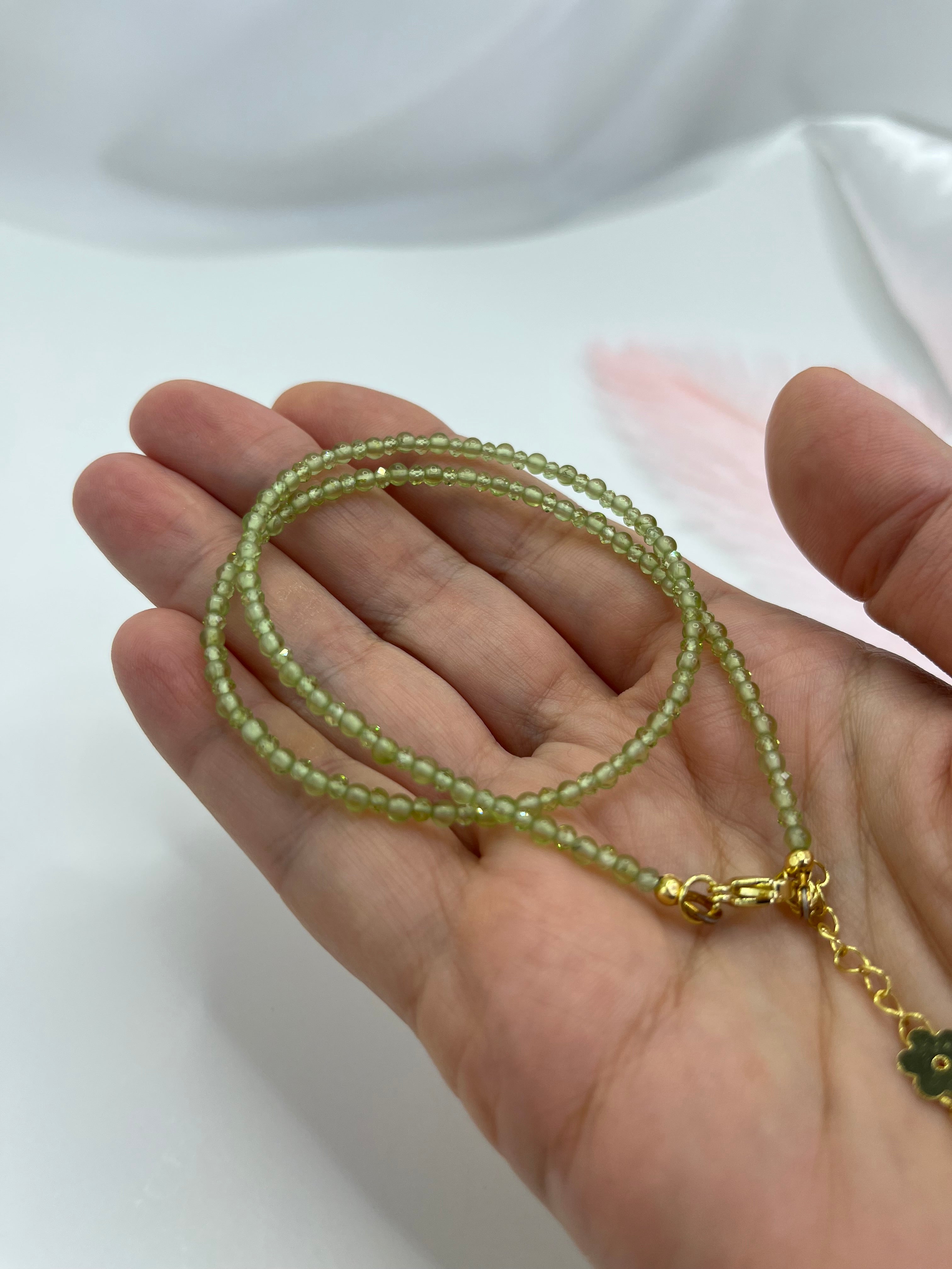 Peridot Necklace: 18K Gold Plated clasp