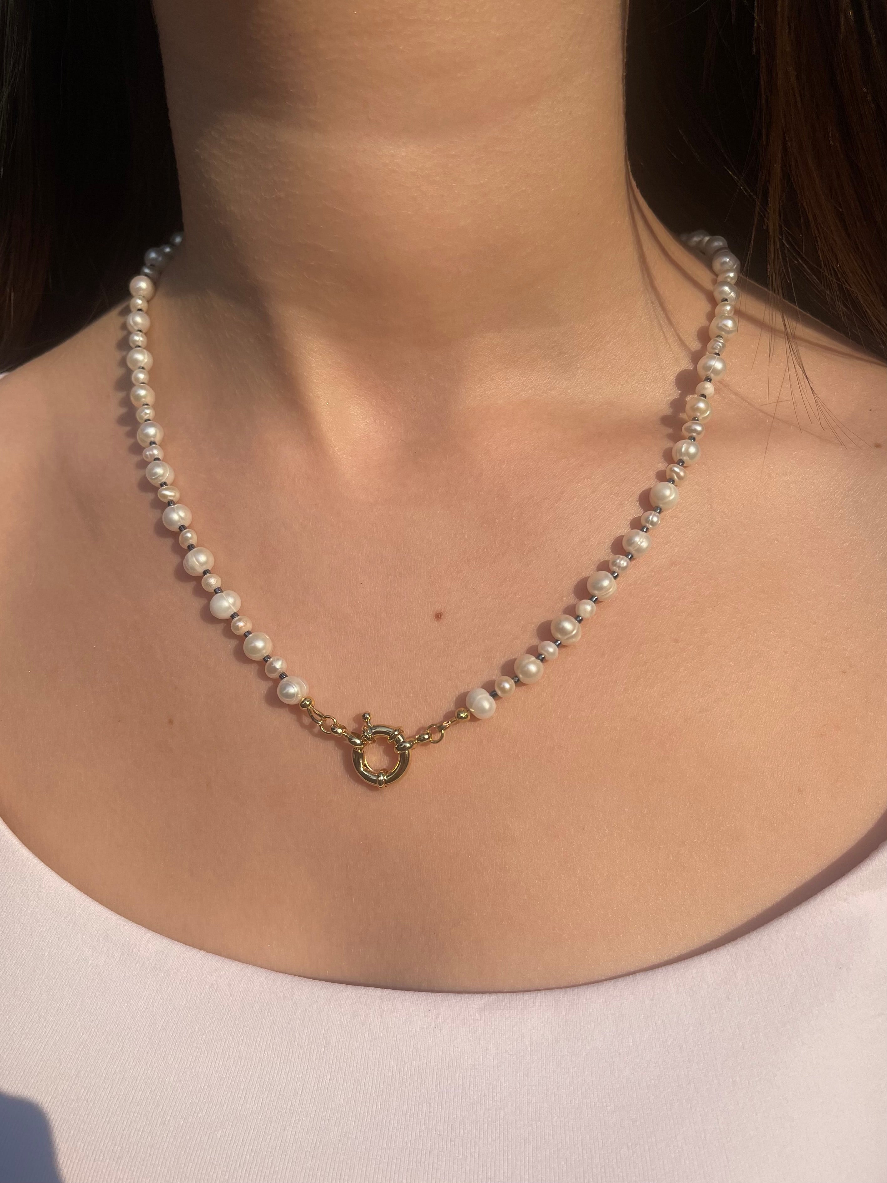 Unisex Freshwater Pearl Necklace – 24k Gold Plated Clasp