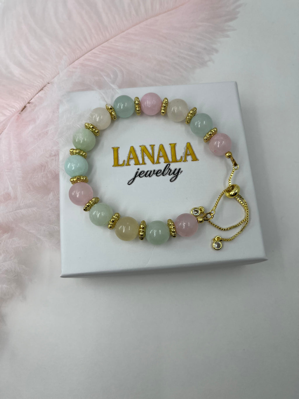 Jade Bracelet with 18K Gold Plated slider