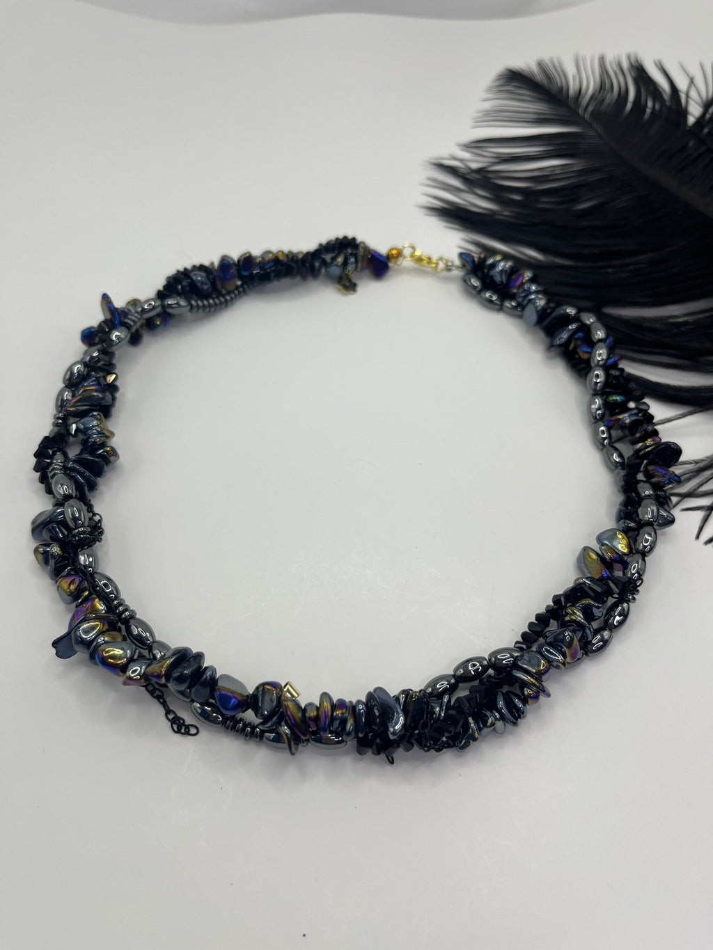 Layered Hematite choker necklace