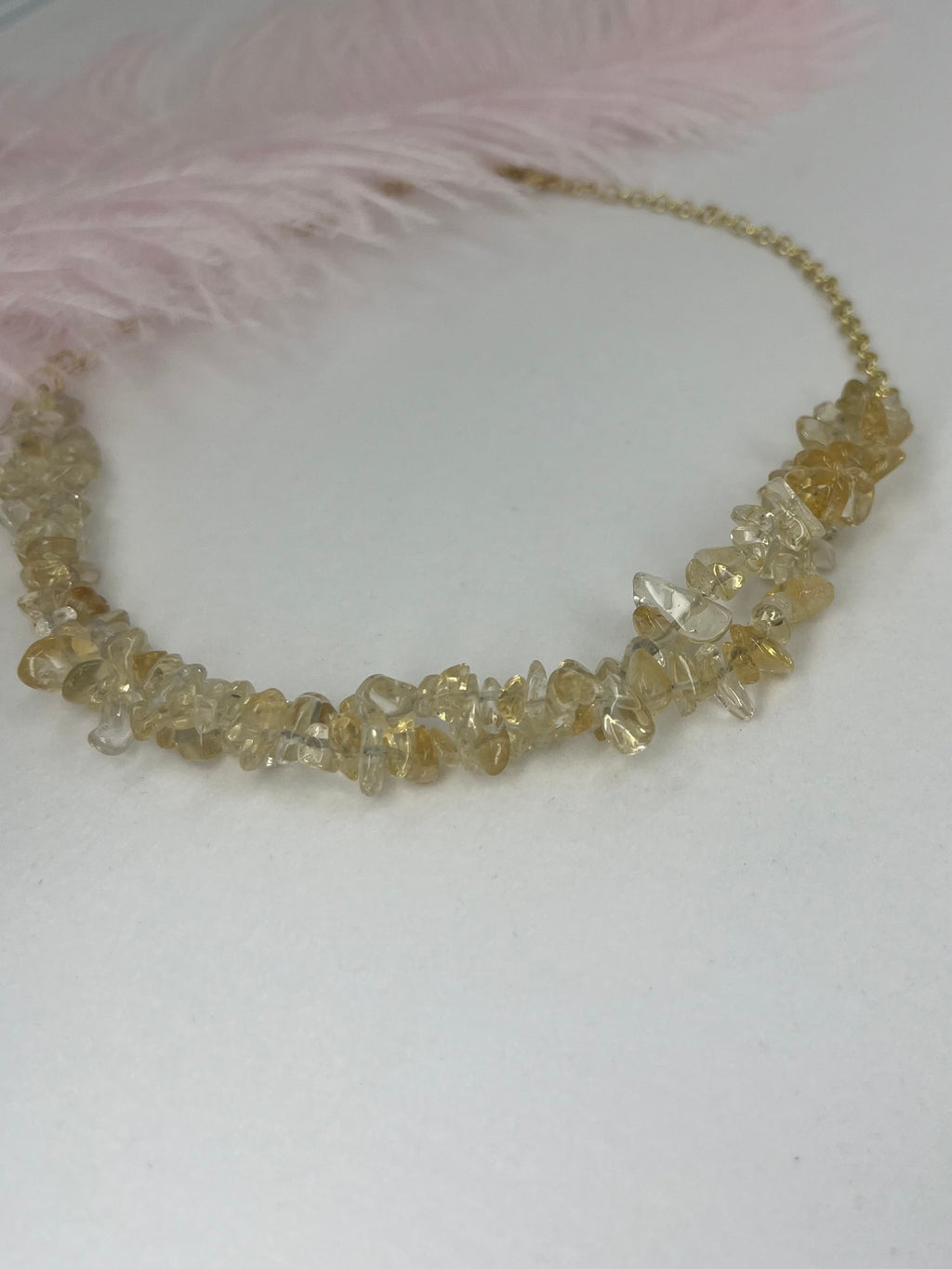 Natural Citrine Necklace, 18k gold plated