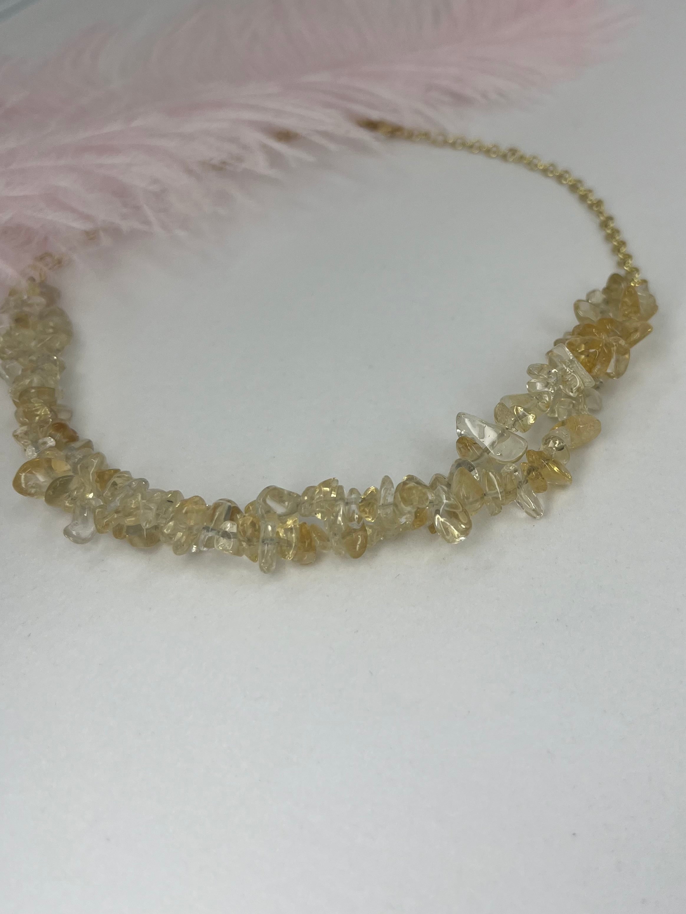 Natural Citrine Necklace, 18k gold plated