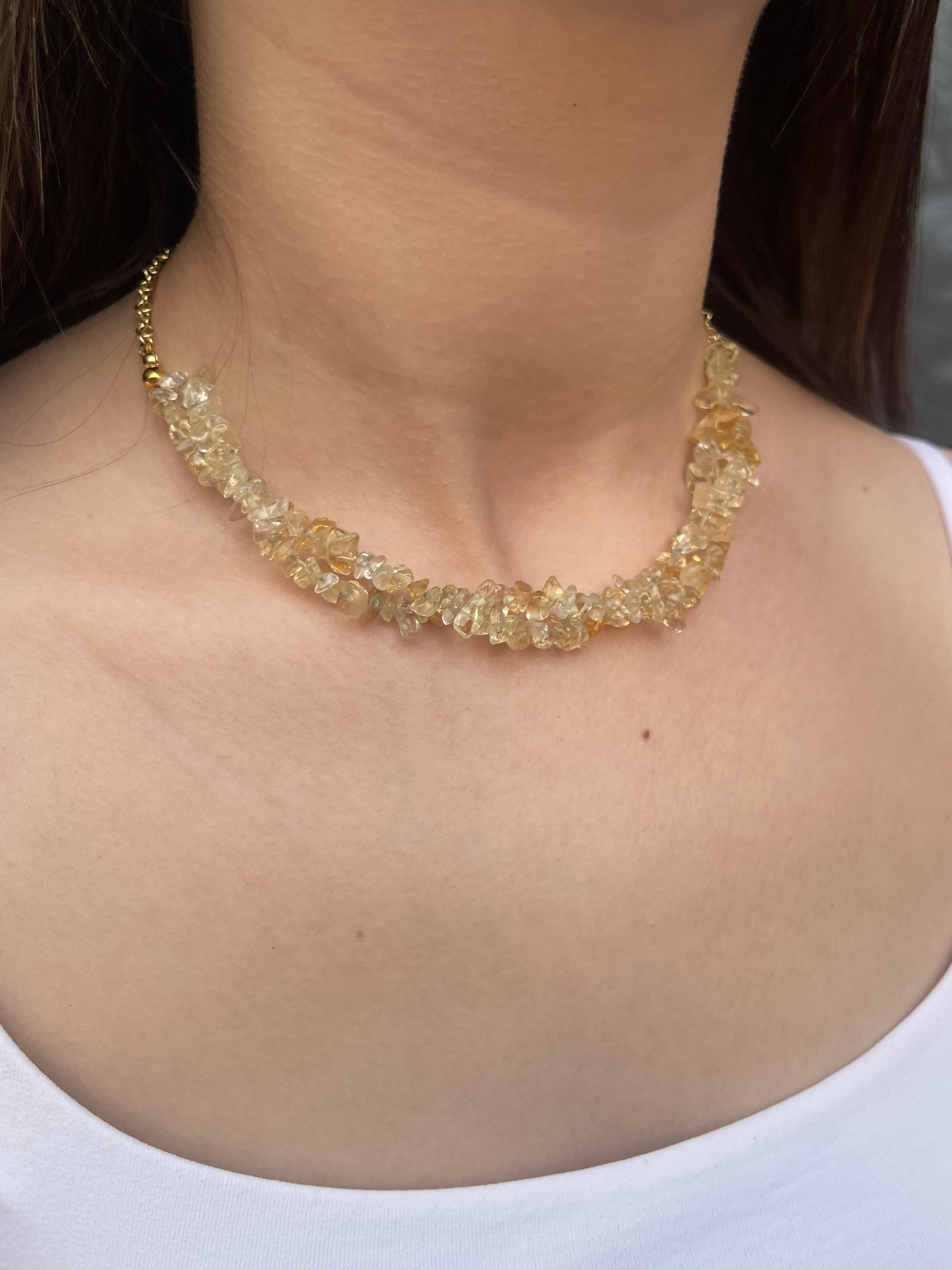 Natural Citrine Necklace, 18k gold plated
