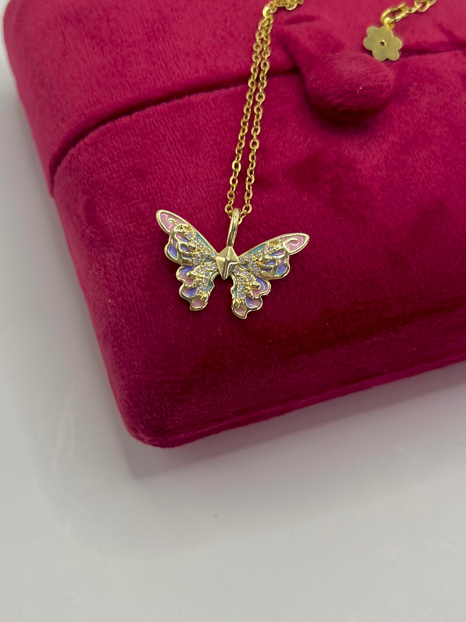 Butterfly Necklace, Real 18K Gold Plated
