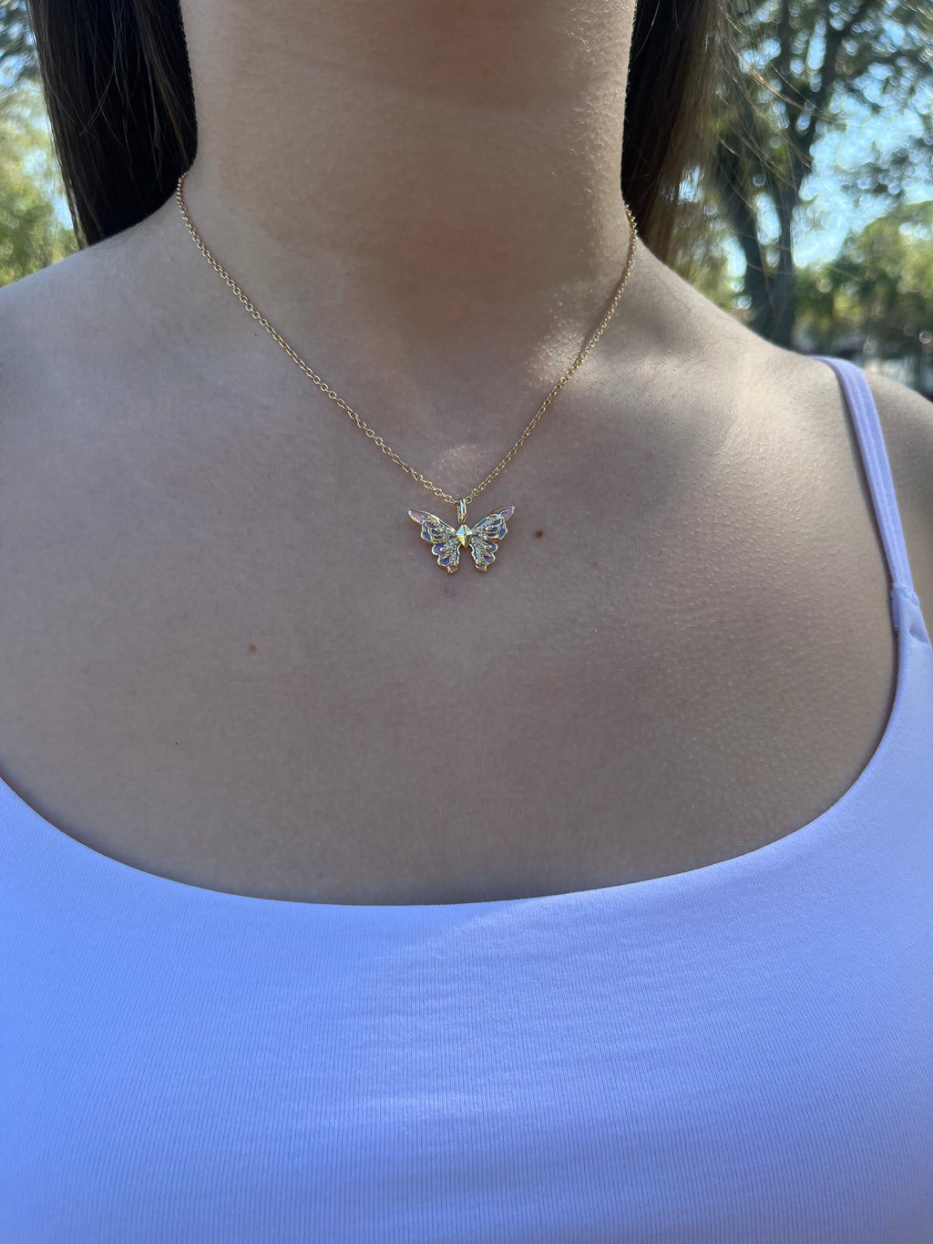 Butterfly Necklace, Real 18K Gold Plated