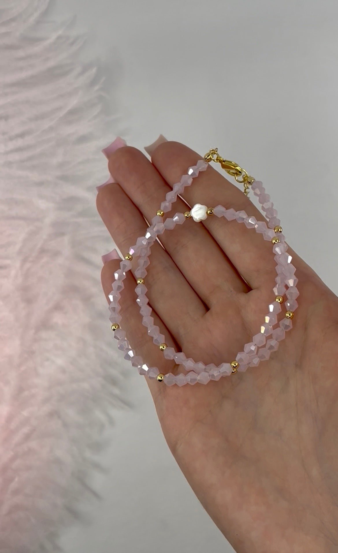 Pink Crystal Choker Necklace – 18K Gold Plated clasp