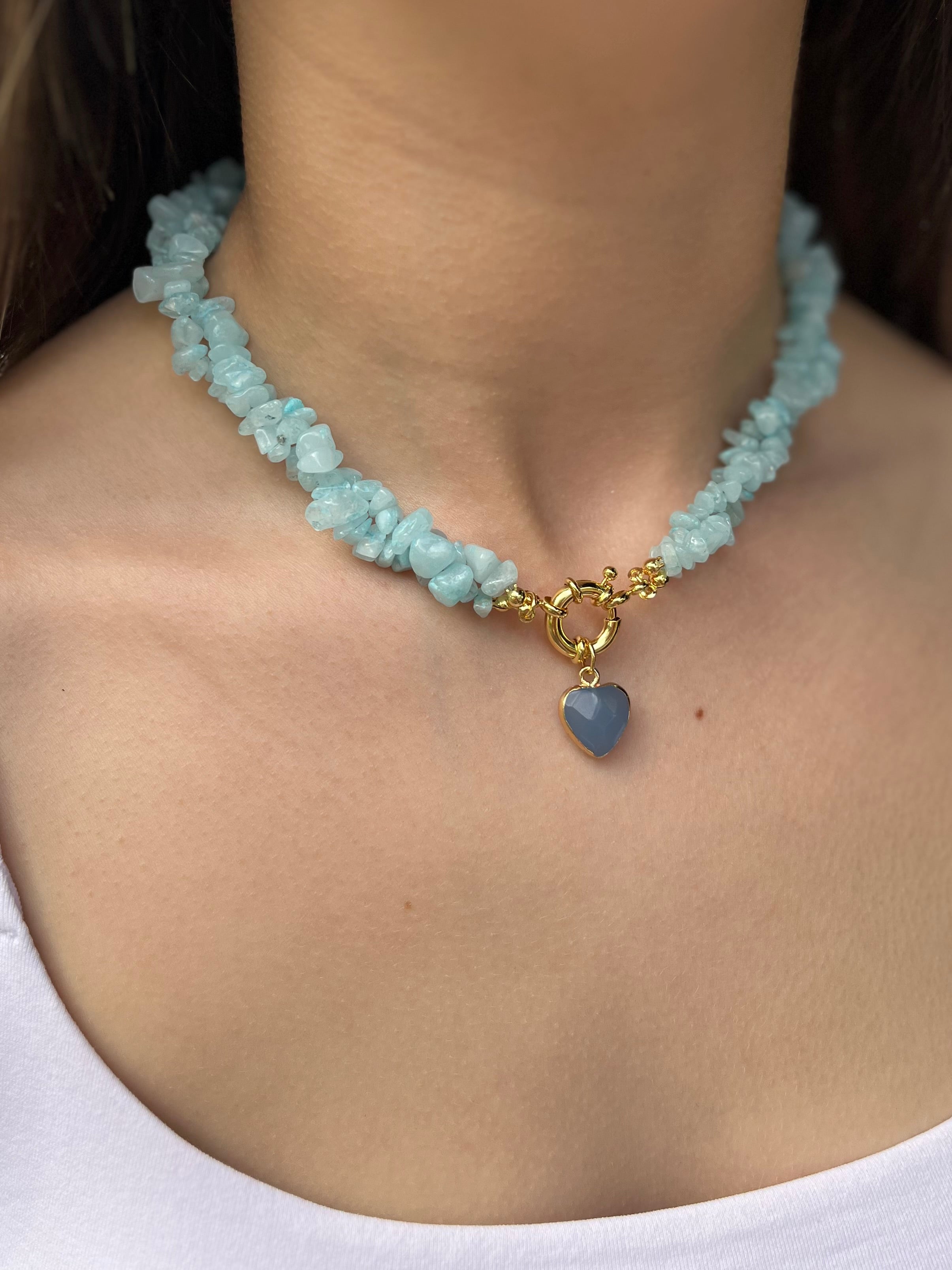 Natural Jade Necklace with Jade heart pendant