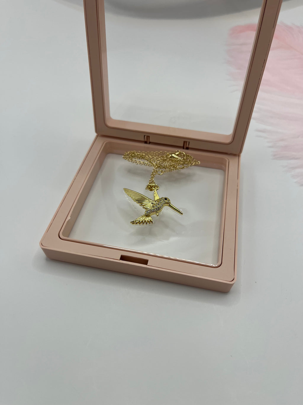 Hummingbird Necklace, Real 18K Gold Plated