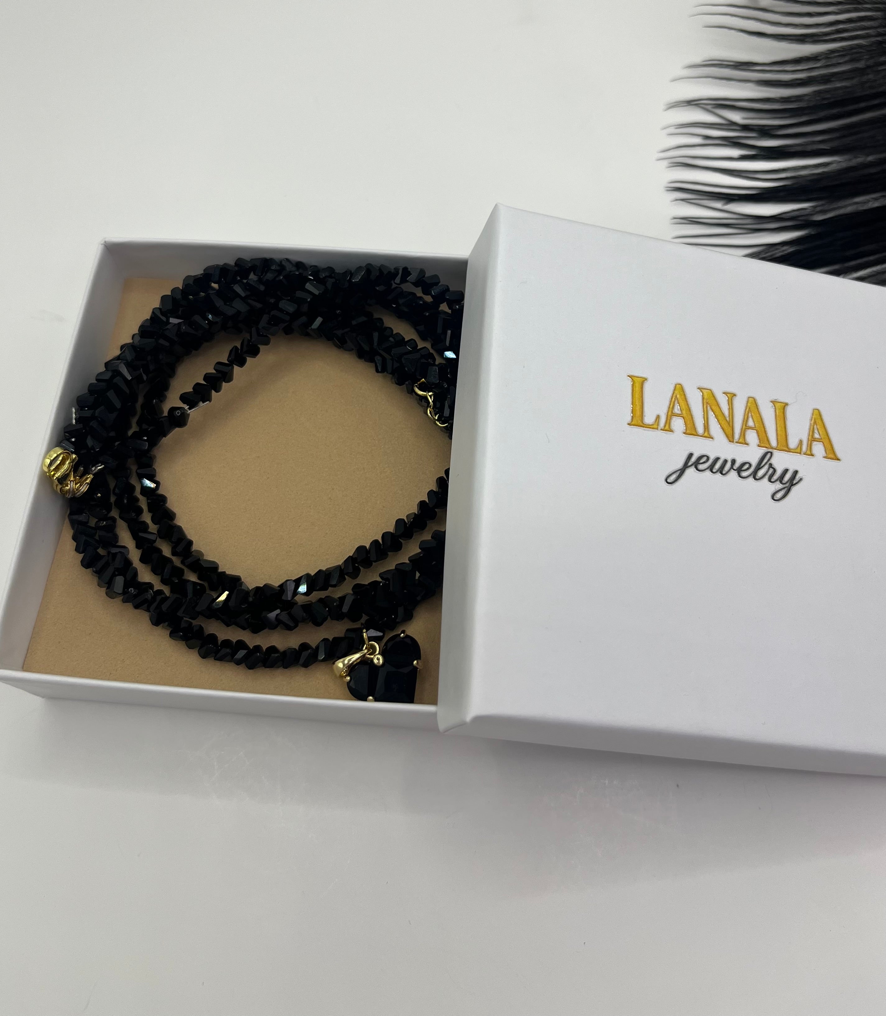 Layered Heart Black Crystal Choker – 18K Gold Plated, Cubic Zirconia, Nickel Free