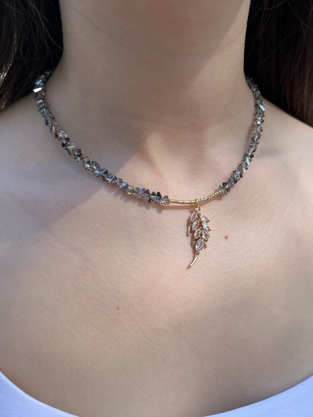 Set: Jeaf Crystal Necklace and Earrings – 18K Gold Plated, Cubic Zirconia