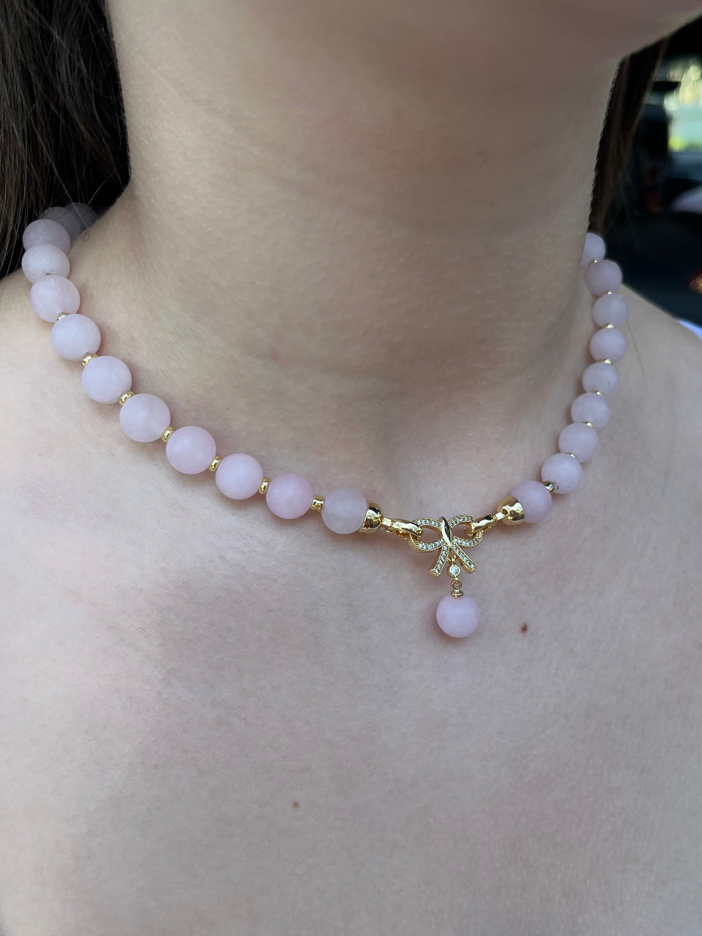 Set: Rose Quartz Necklace and Earrings