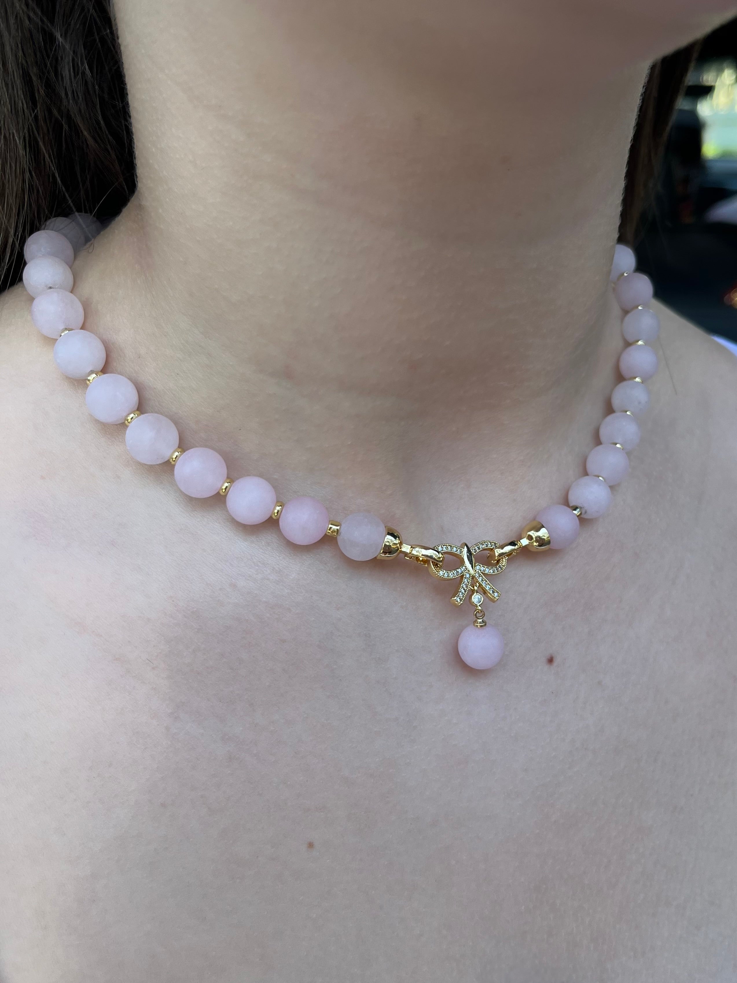 Set: Rose Quartz Necklace and Earrings