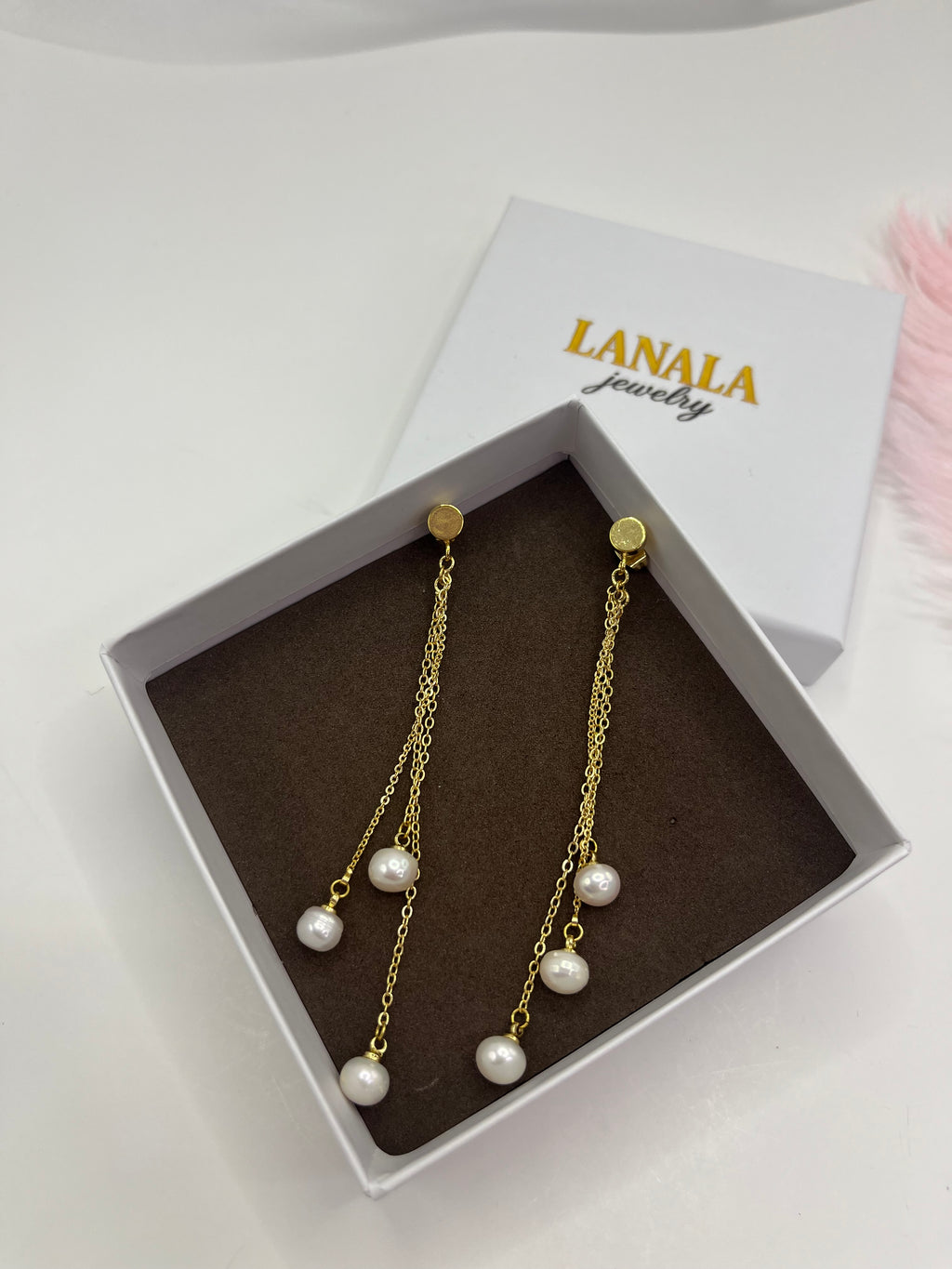 Long Natural Pearl Drop Earrings