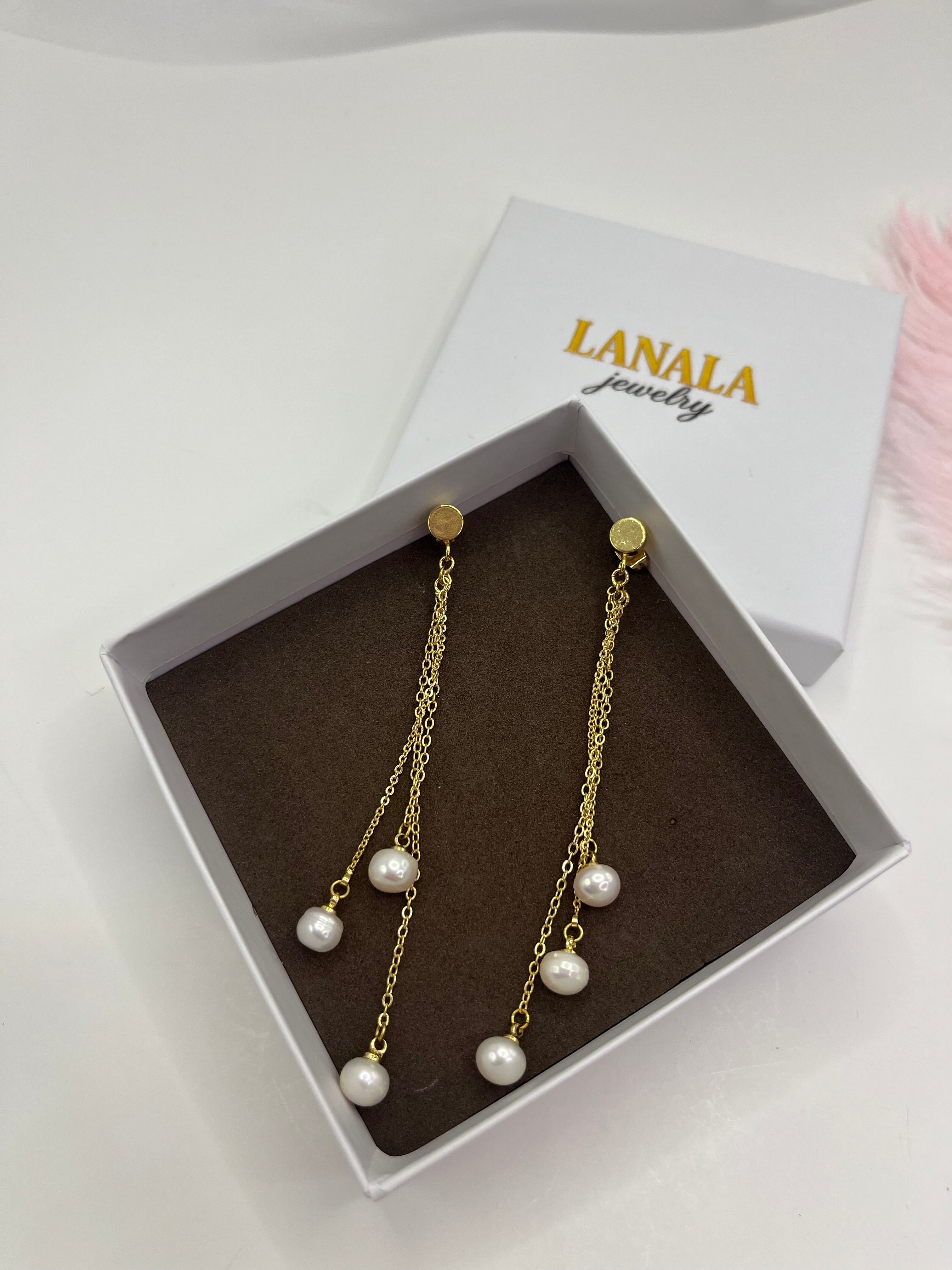 Long Natural Pearl Drop Earrings