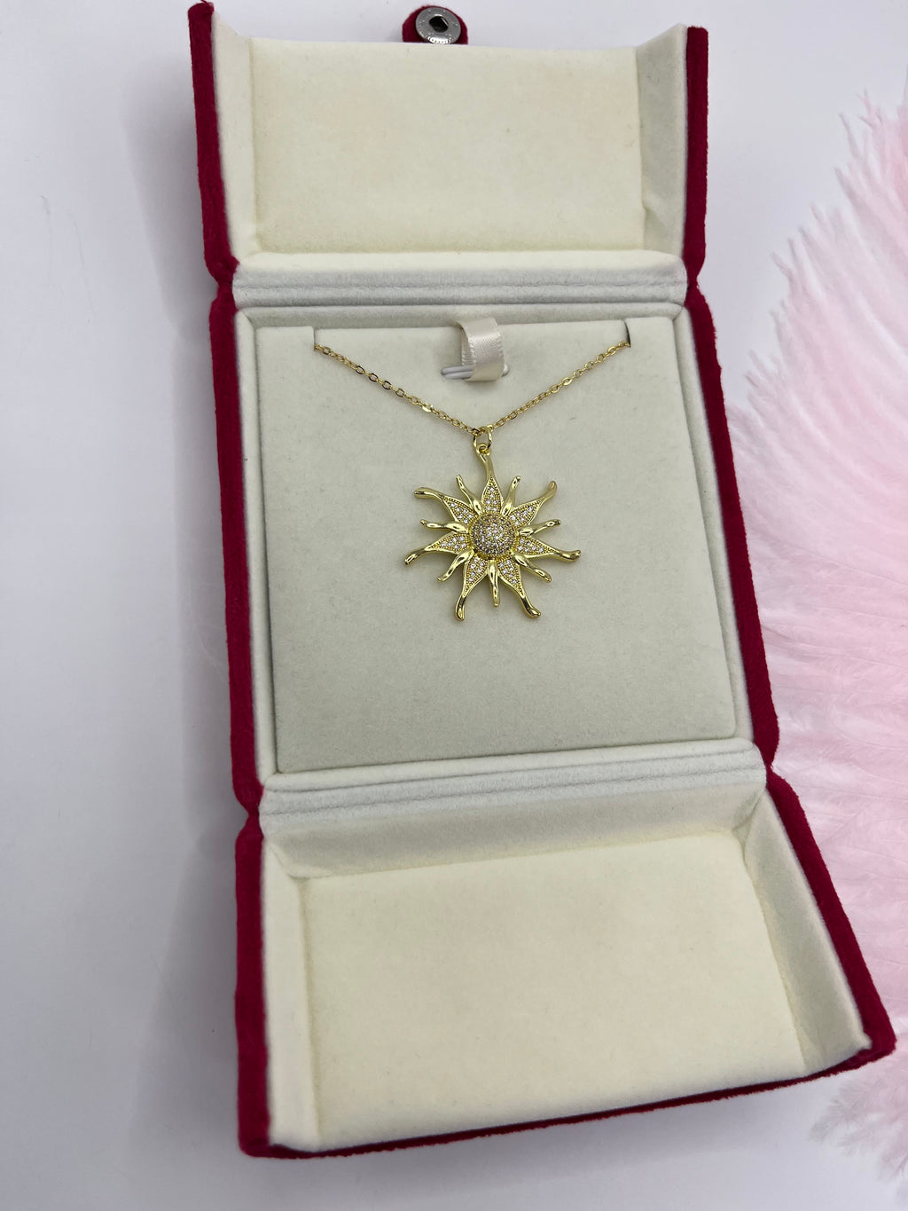 Sun Necklace, Real 18K Gold Plated