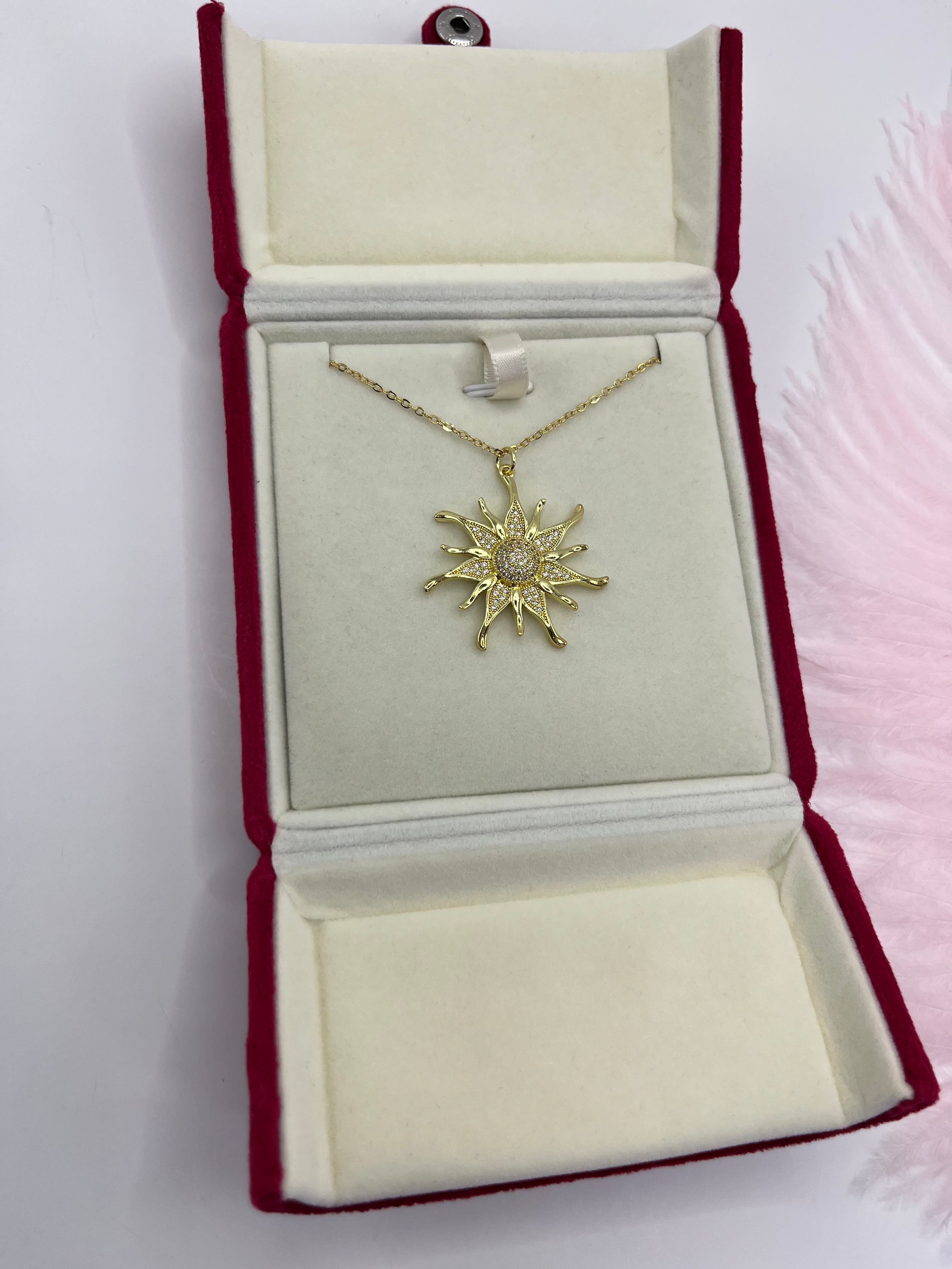 Sun Necklace, Real 18K Gold Plated