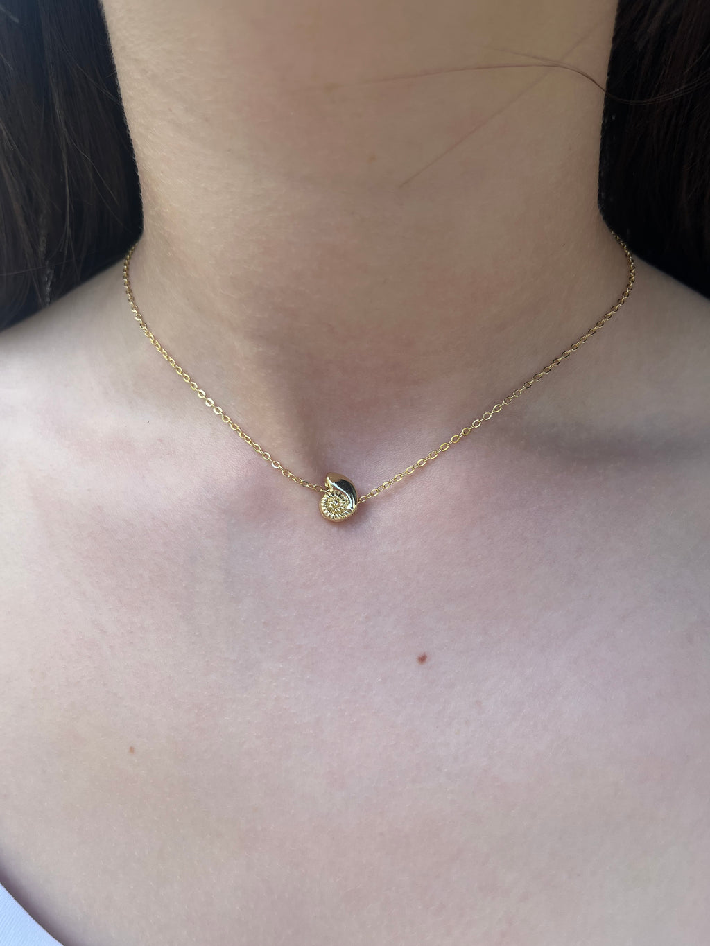Necklace with 14K Gold shell pendant