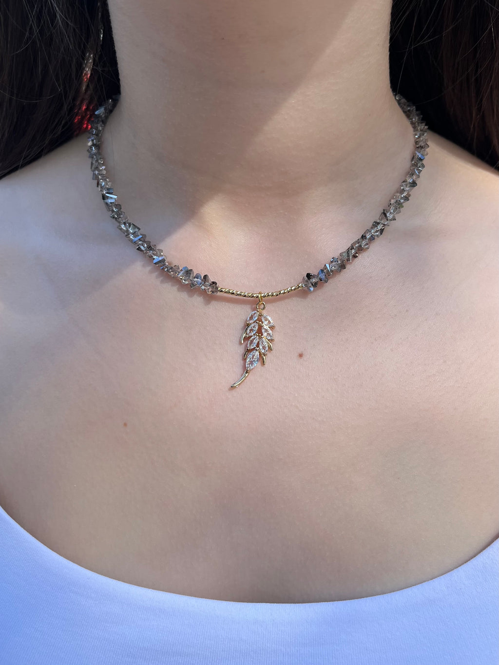 Set: Jeaf Crystal Necklace and Earrings – 18K Gold Plated, Cubic Zirconia