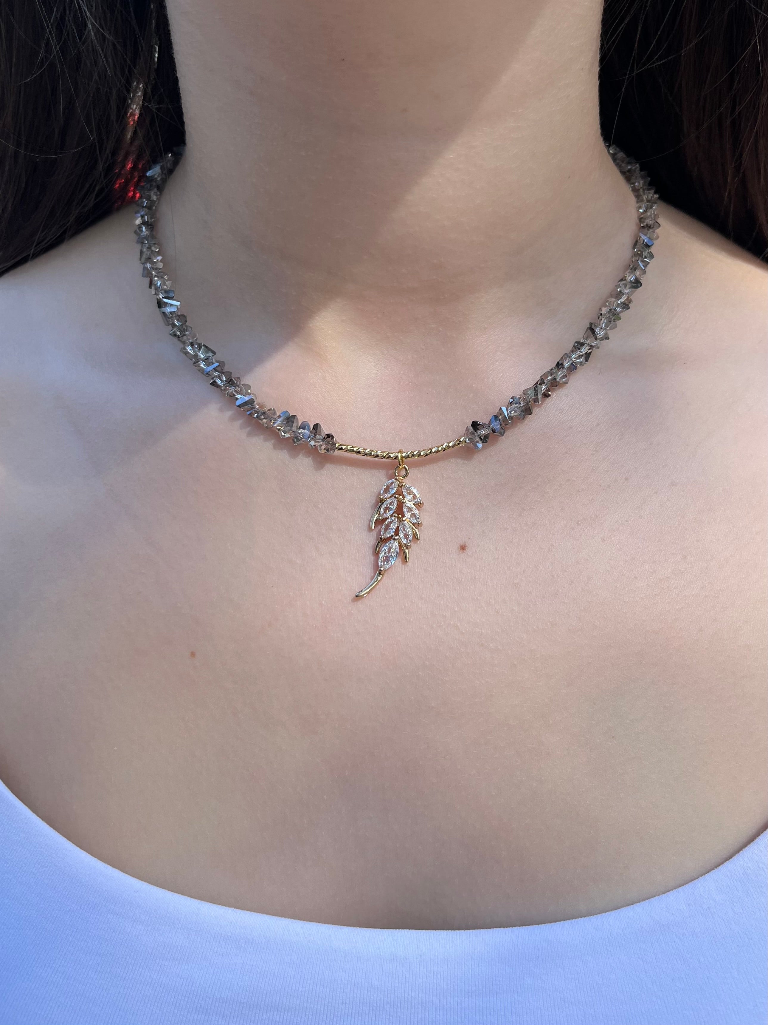Set: Jeaf Crystal Necklace and Earrings – 18K Gold Plated, Cubic Zirconia