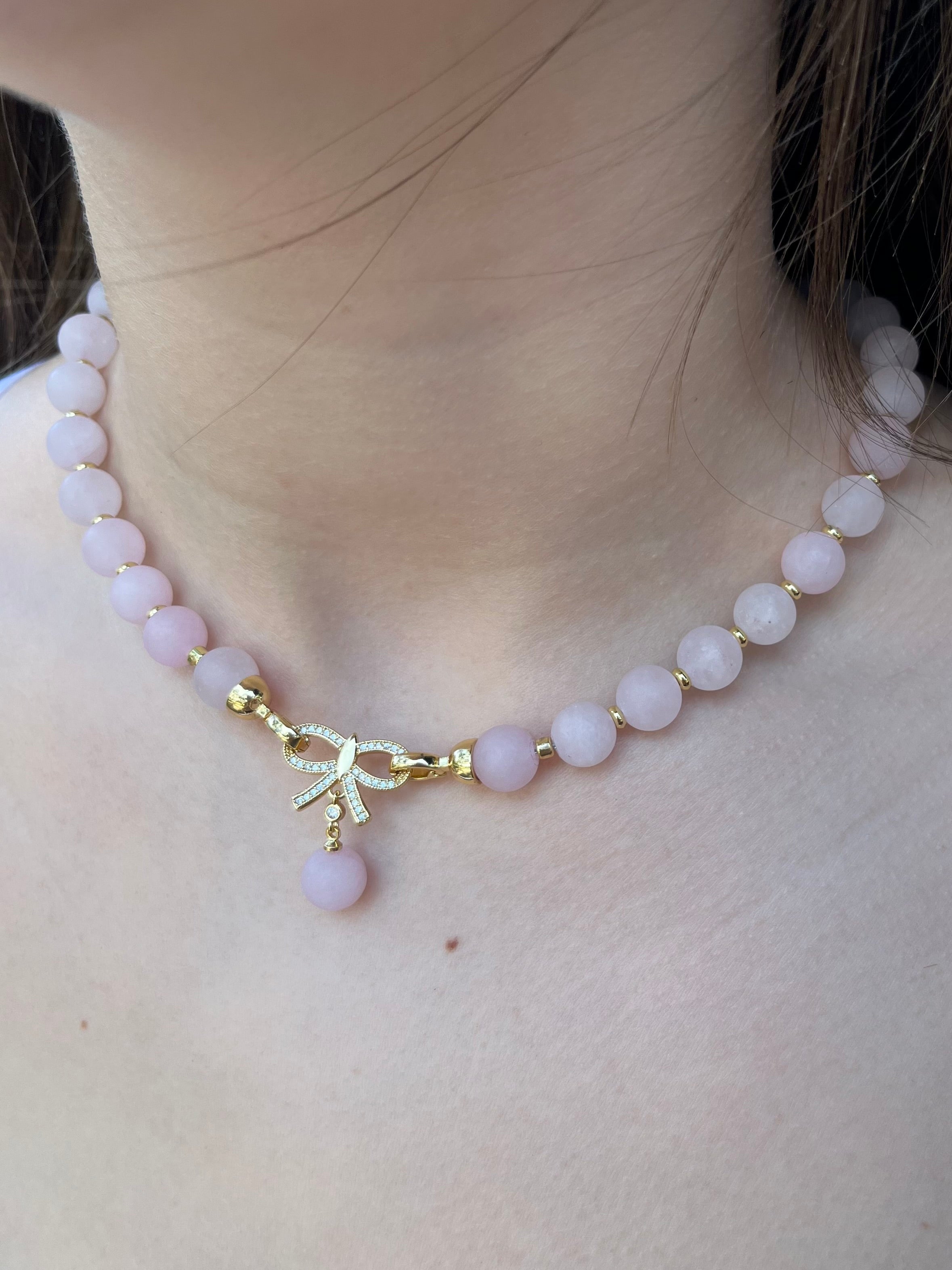 Set: Rose Quartz Necklace and Earrings