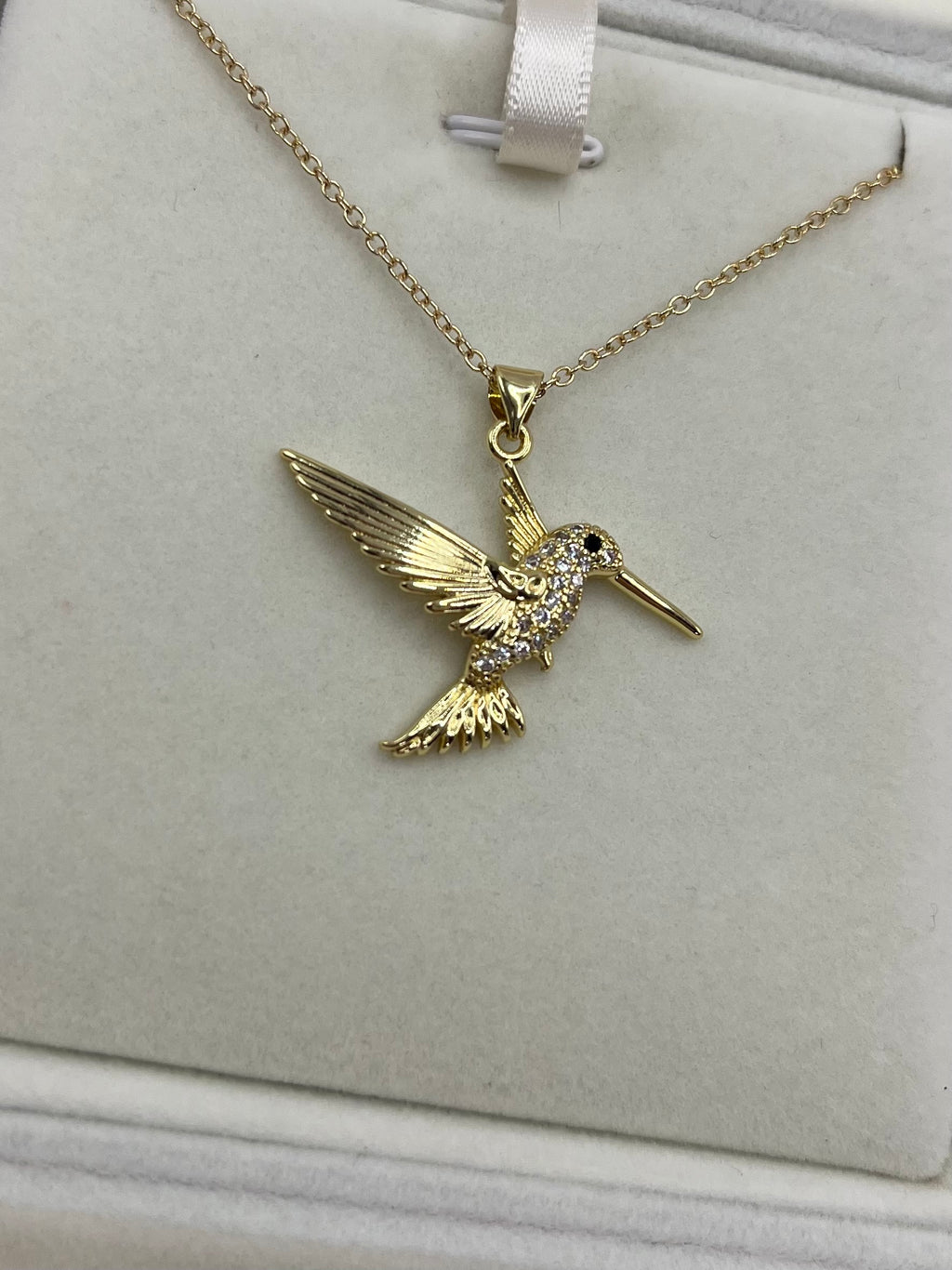 Hummingbird Necklace, Real 18K Gold Plated