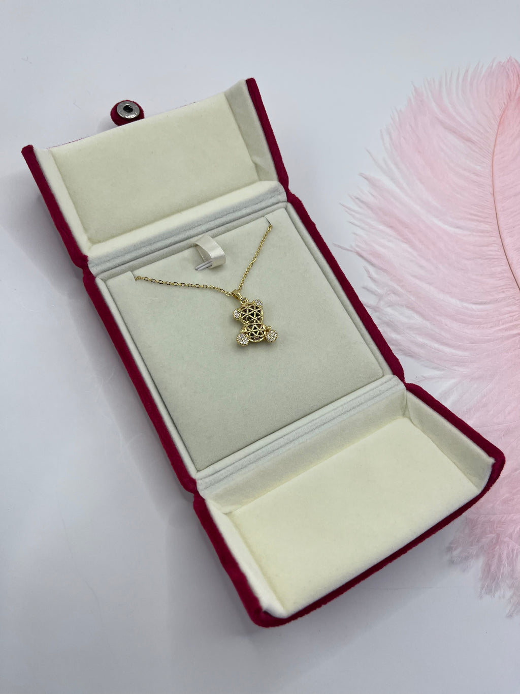 Teddy Bear Necklace, pendant  Real 16K Gold Plated