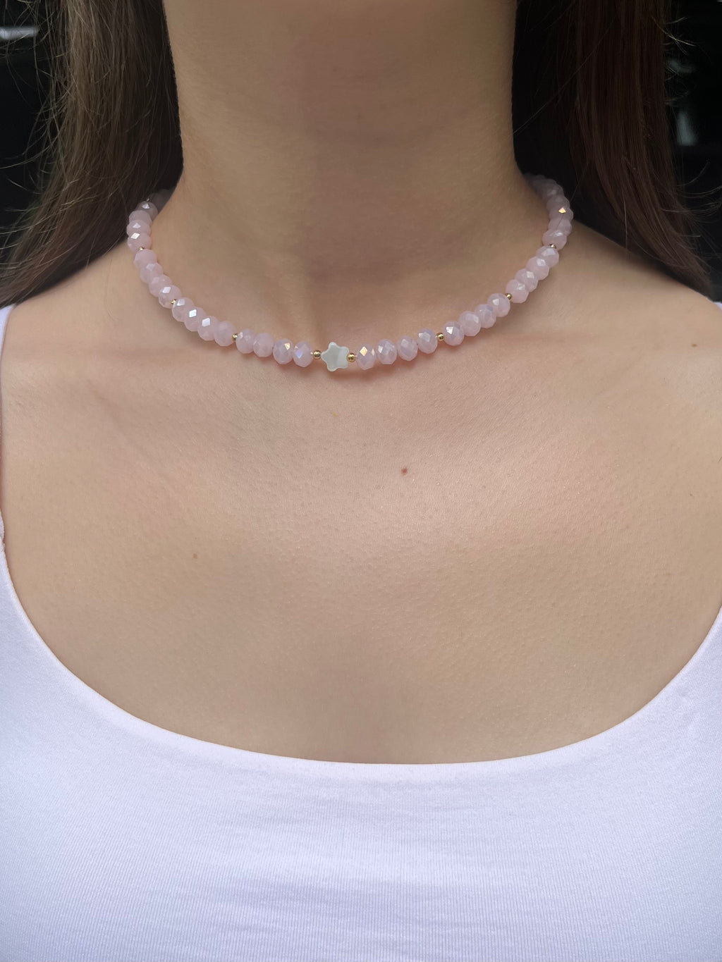 Pink Crystal Choker Necklace – 18K Gold Plated clasp