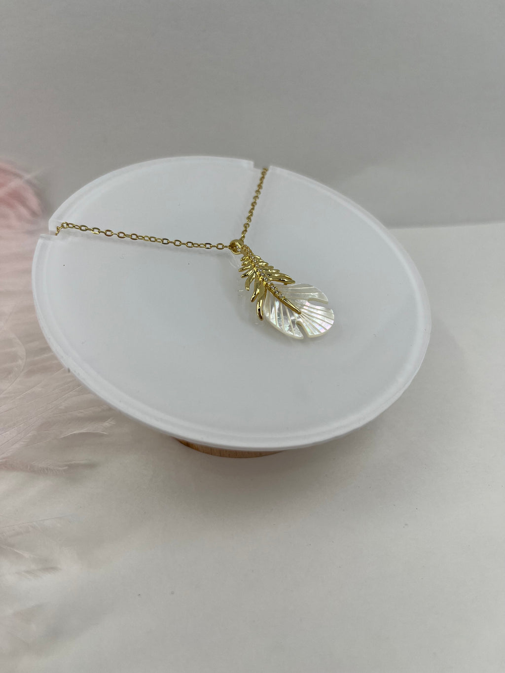 Necklace with 14K gold Feather pendant