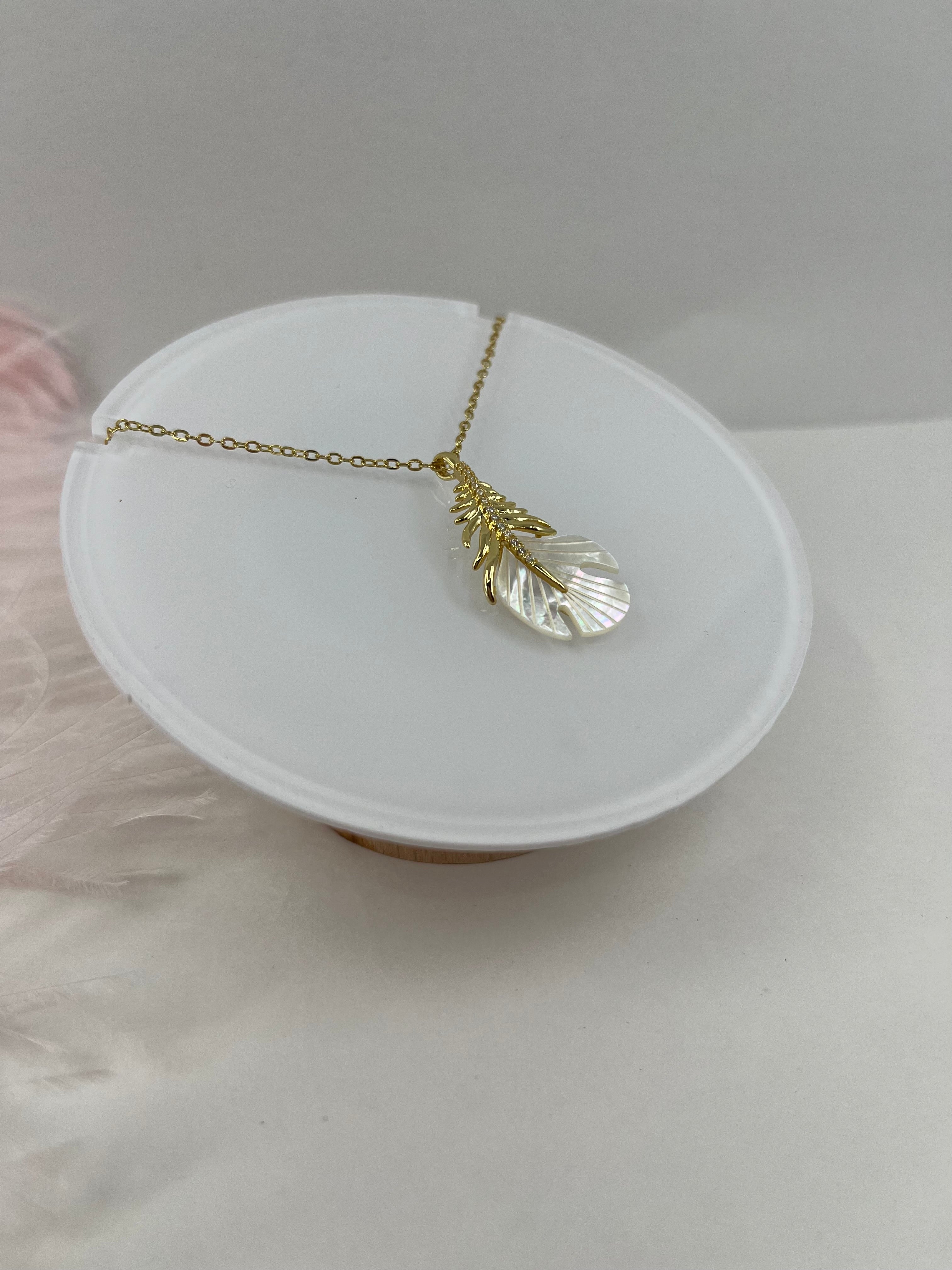 Necklace with 14K gold Feather pendant