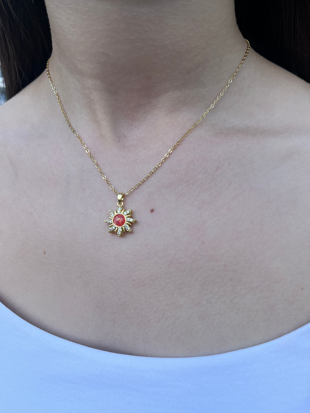 18K Gold Sun Pendant Necklace