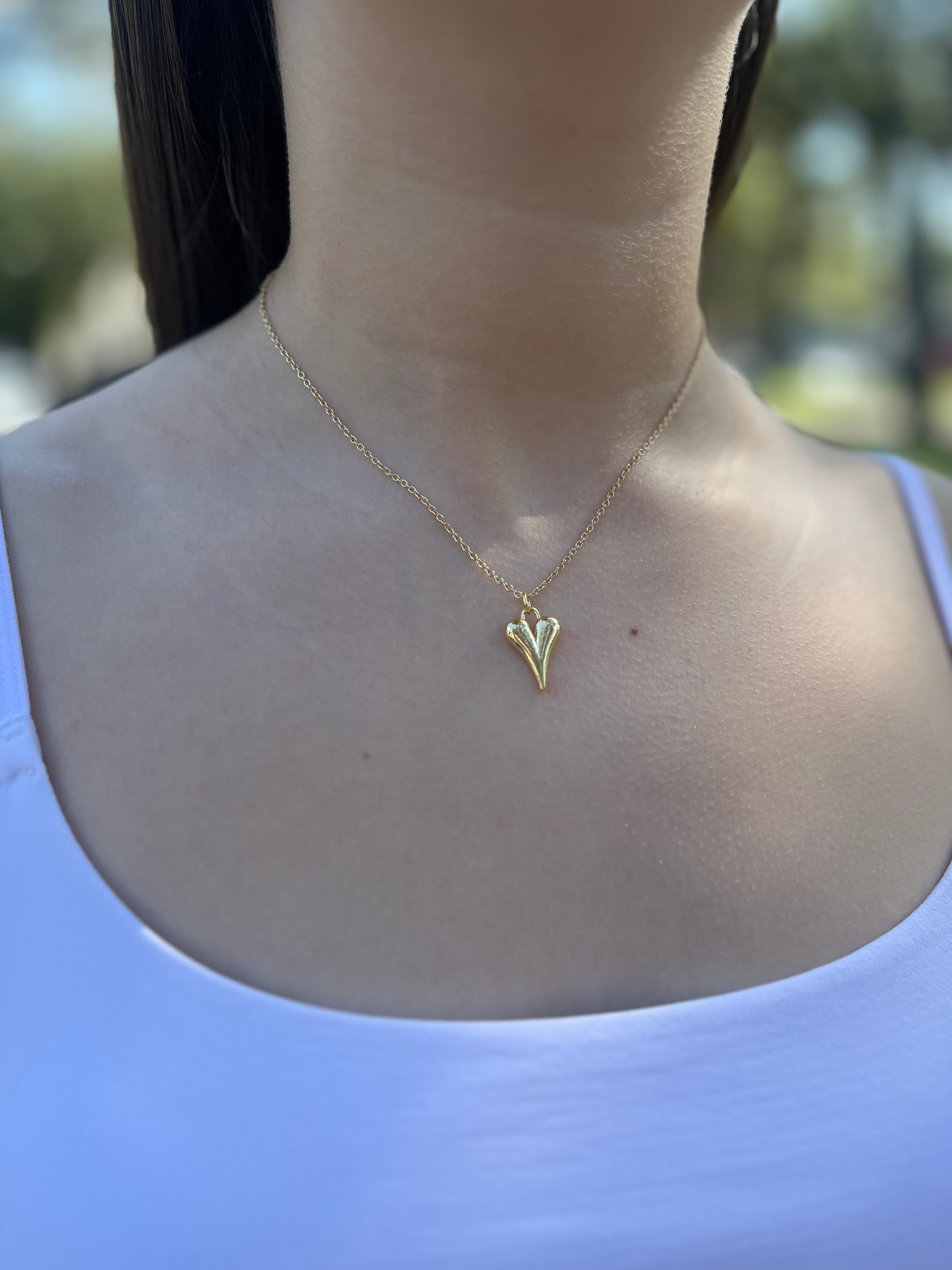 Heart Necklace, Real 18K Gold Plated