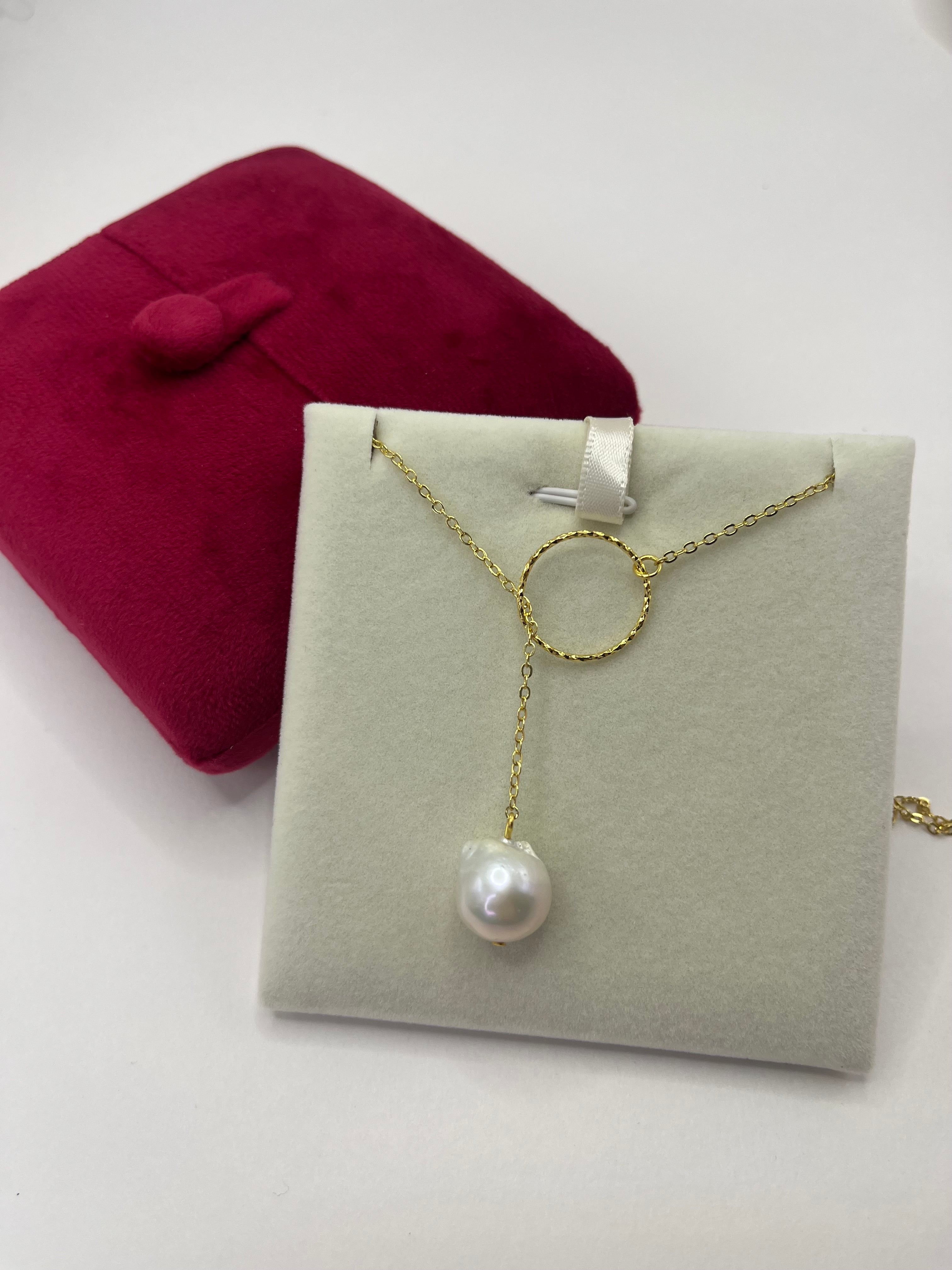 Baroque Pearl Y-Necklace, 18k gold plated
