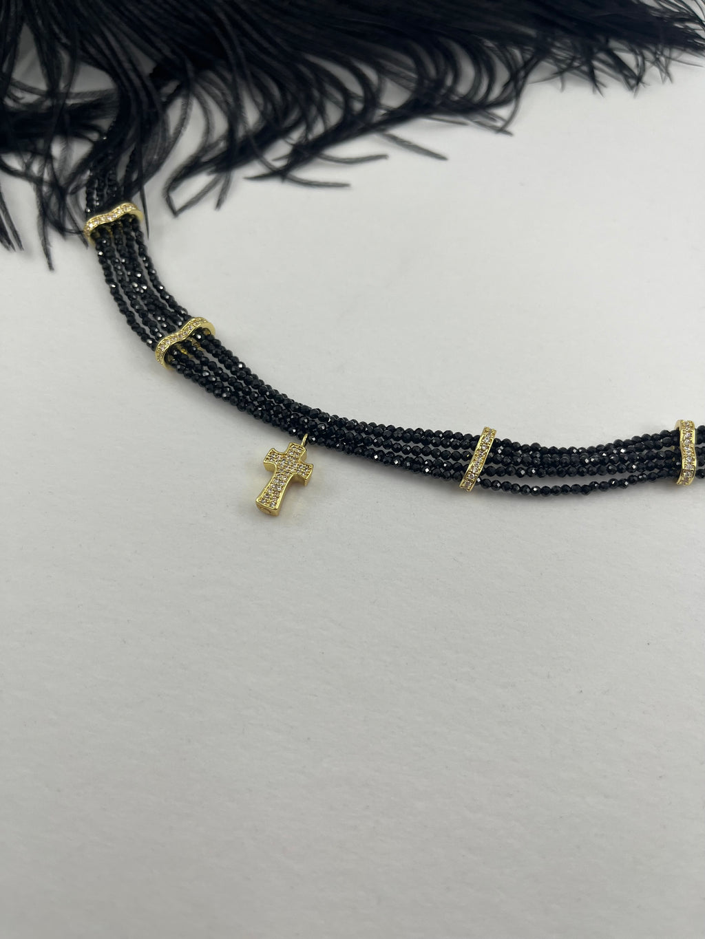 Layered Spinel choker, zirconia 18K Gold Plated spacer and clasp