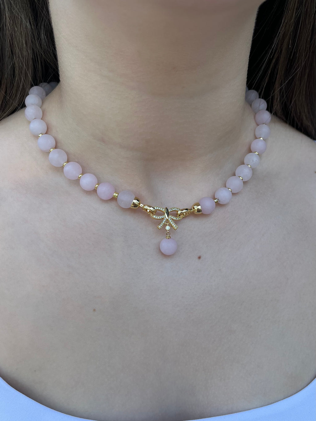 Set: Rose Quartz Necklace and Earrings