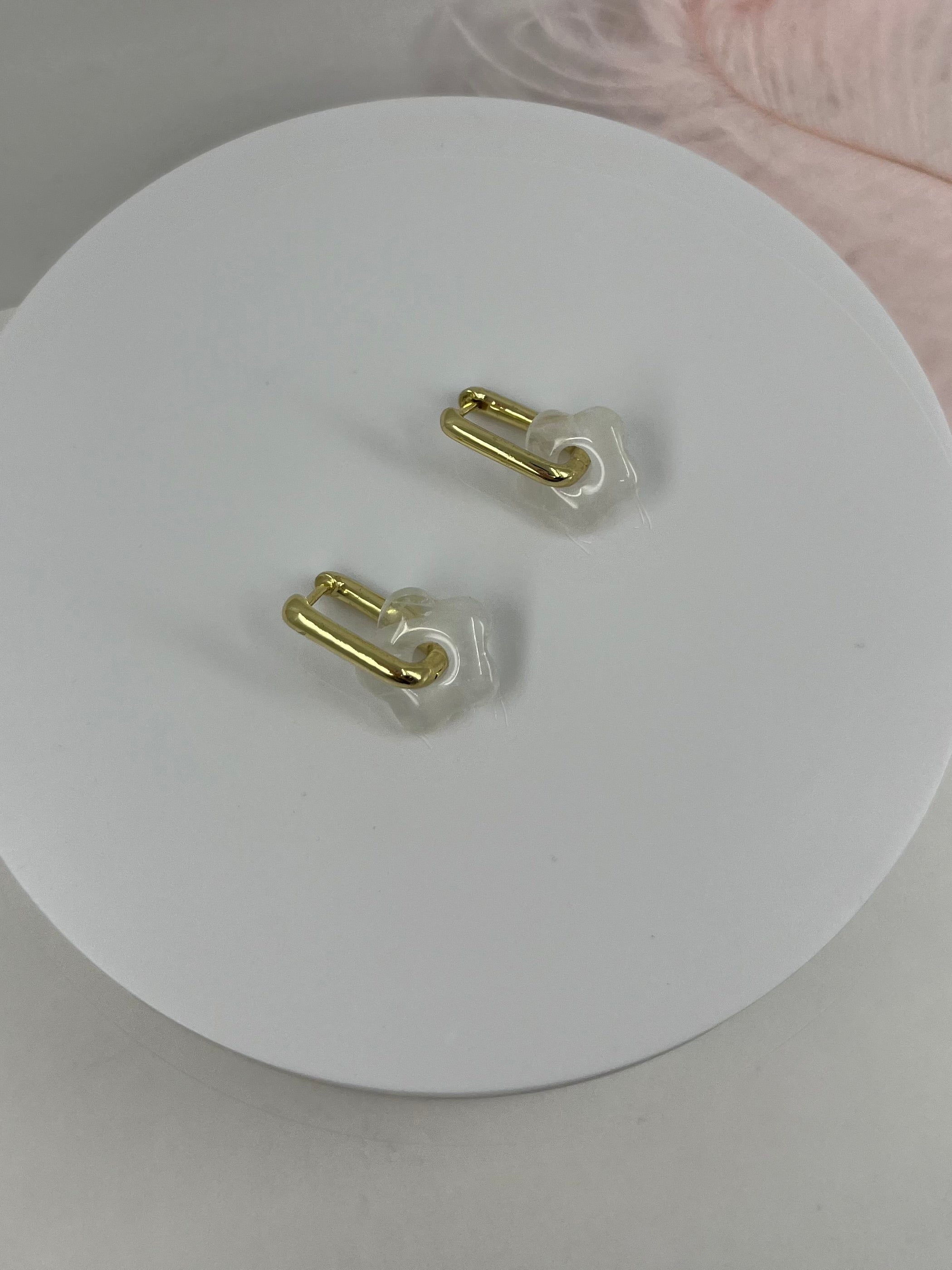 Clear Quartz flower Earrings,18K Gold Plated