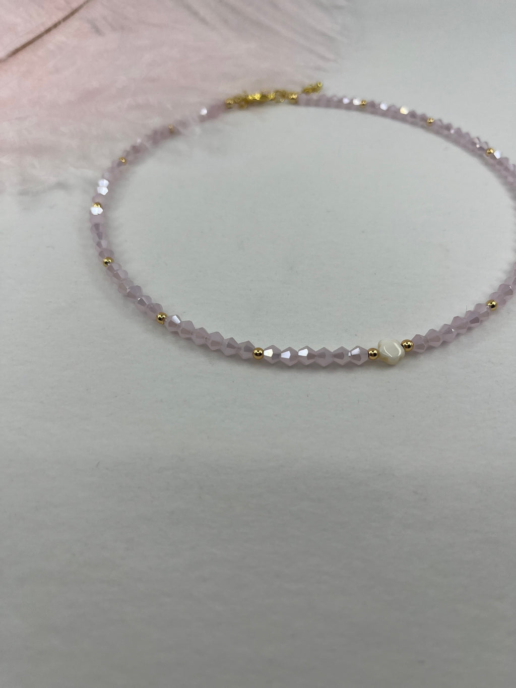 Pink Crystal Choker Necklace – 18K Gold Plated clasp