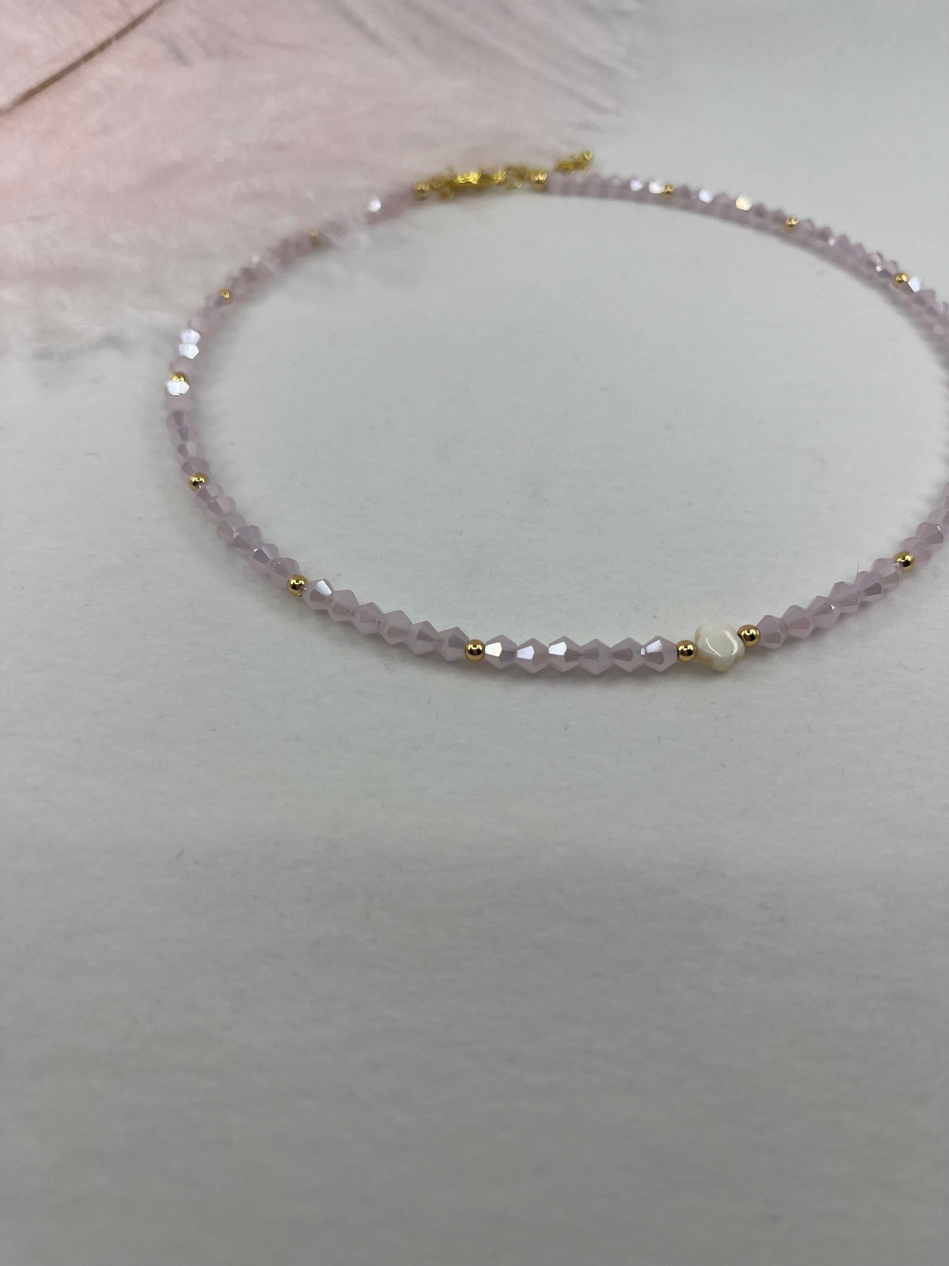 Pink Crystal Choker Necklace – 18K Gold Plated clasp