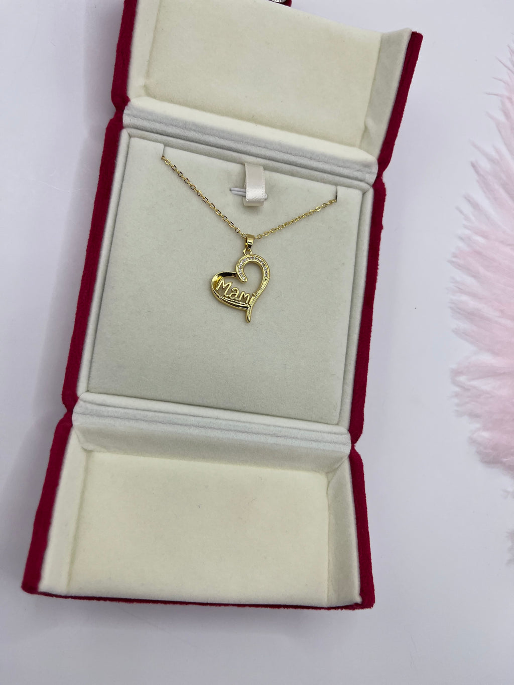 Mothers Necklace, Heart pendant  Real 18K Gold Plated