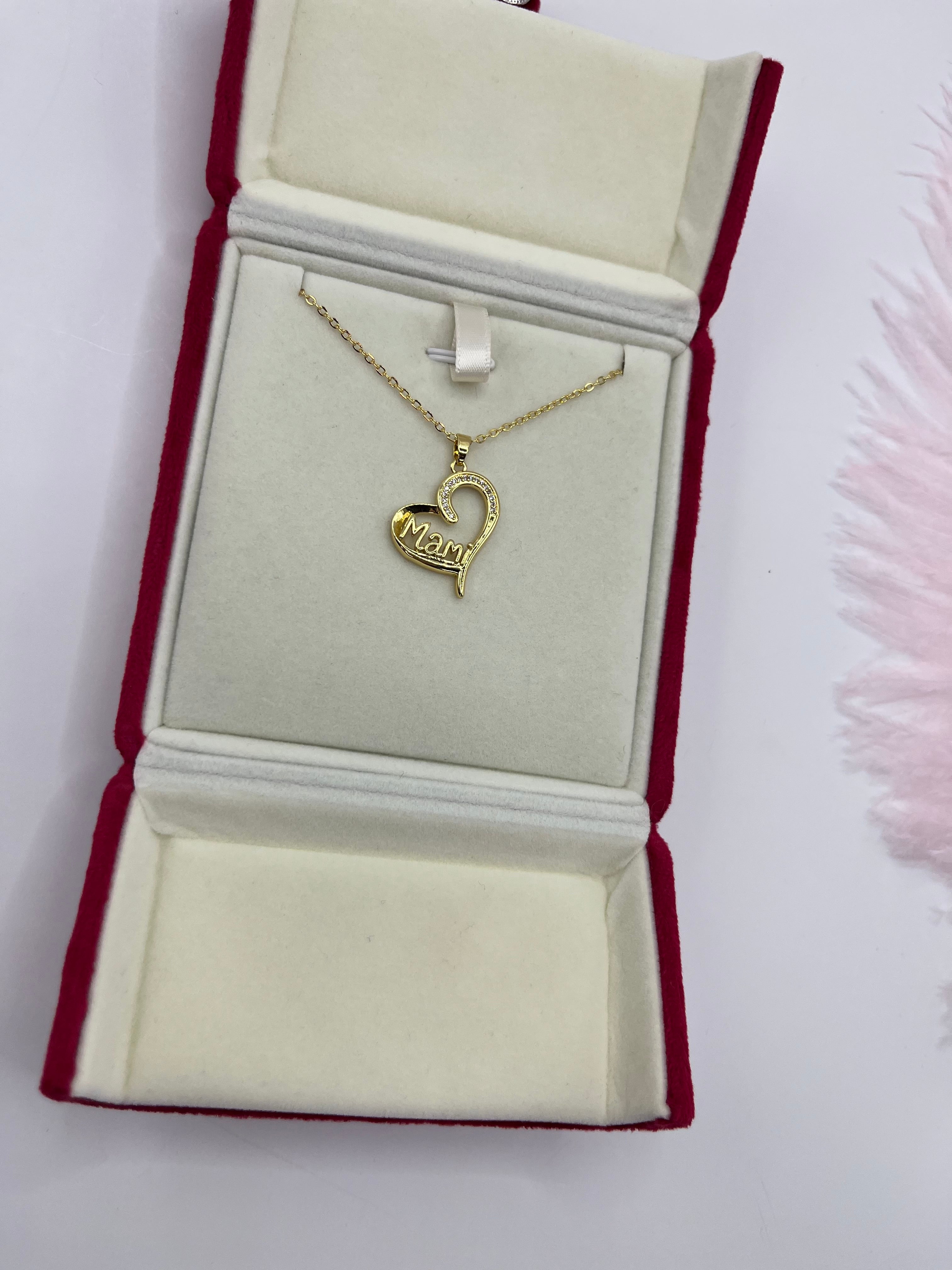 Mothers Necklace, Heart pendant  Real 18K Gold Plated