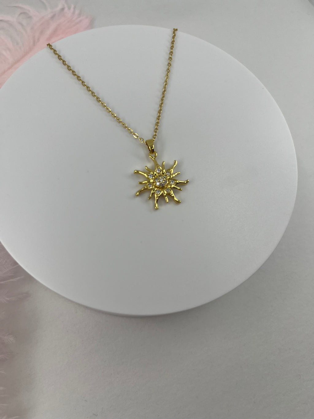 Sun Choker Necklace, Real 18K Gold Plated