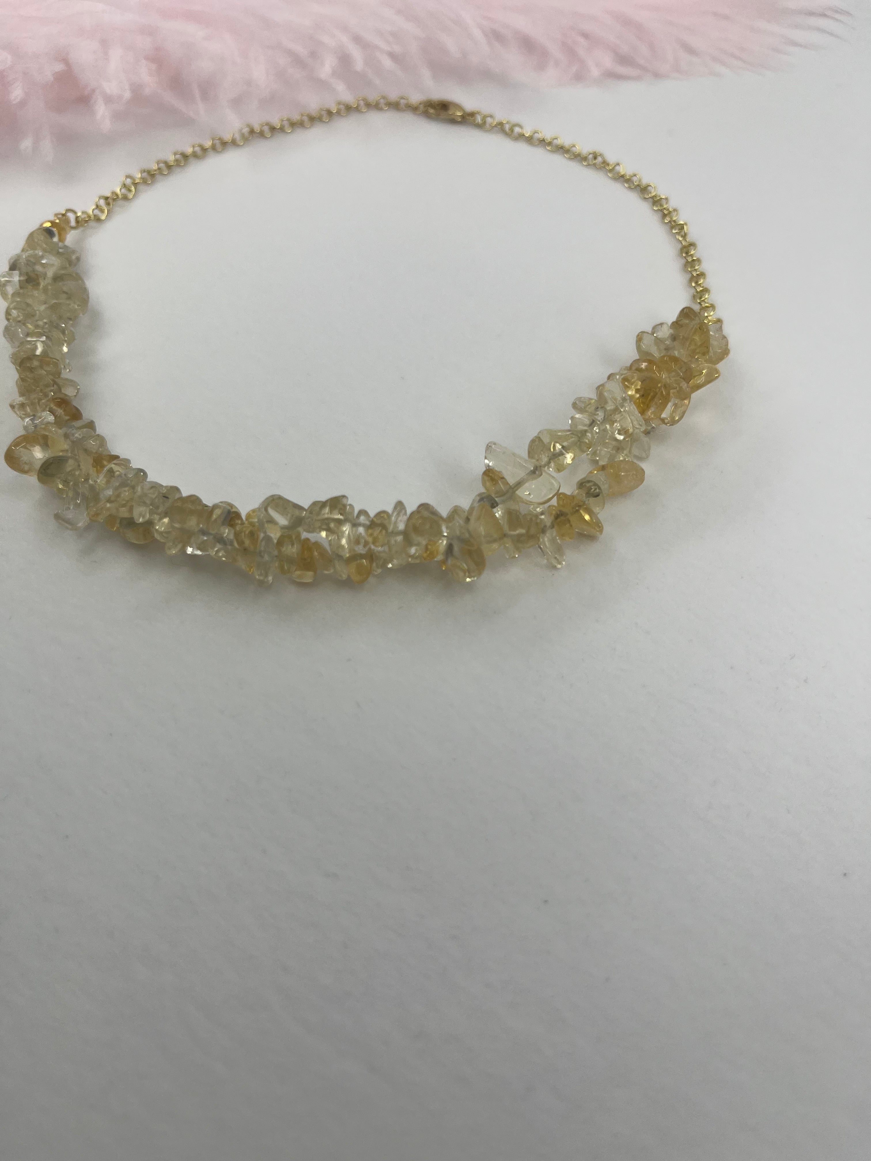 Natural Citrine Necklace, 18k gold plated